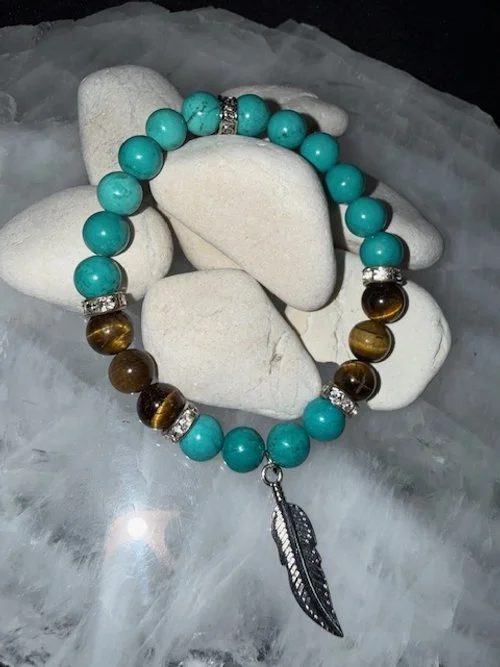 Turquoise Howlite - Tiger eye 8mm