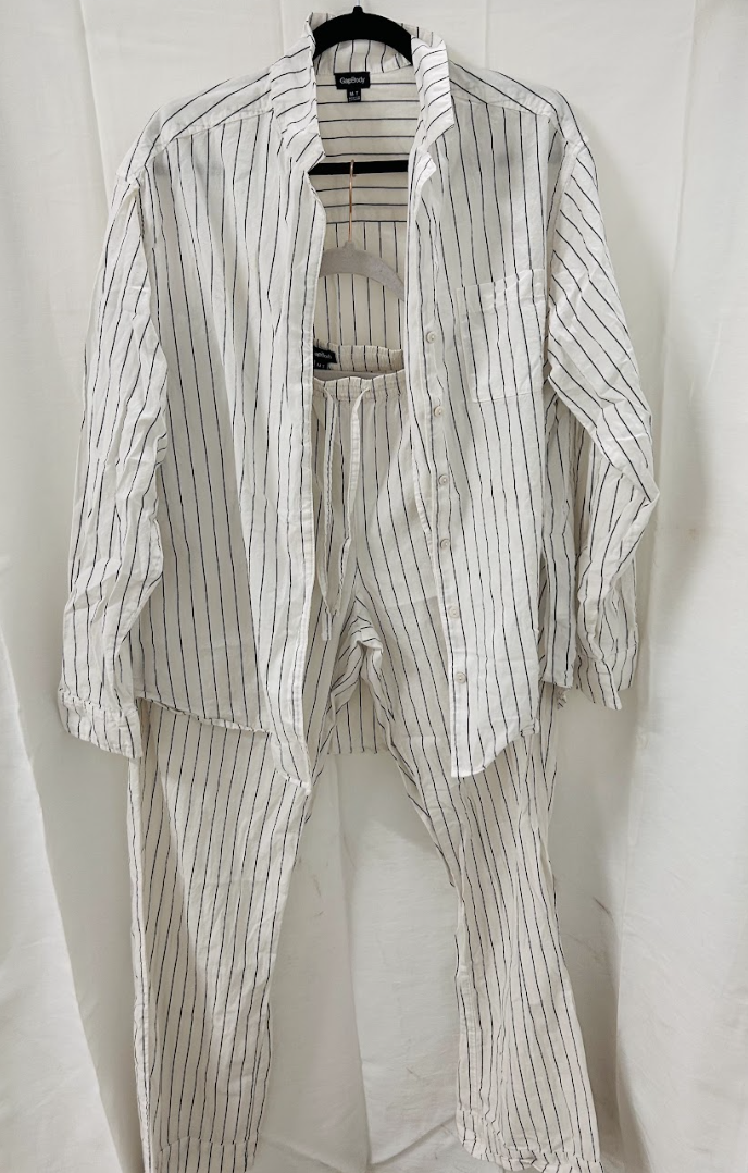 BX2 #2_Gap Striped Button Down Top + Pants Set_Size M