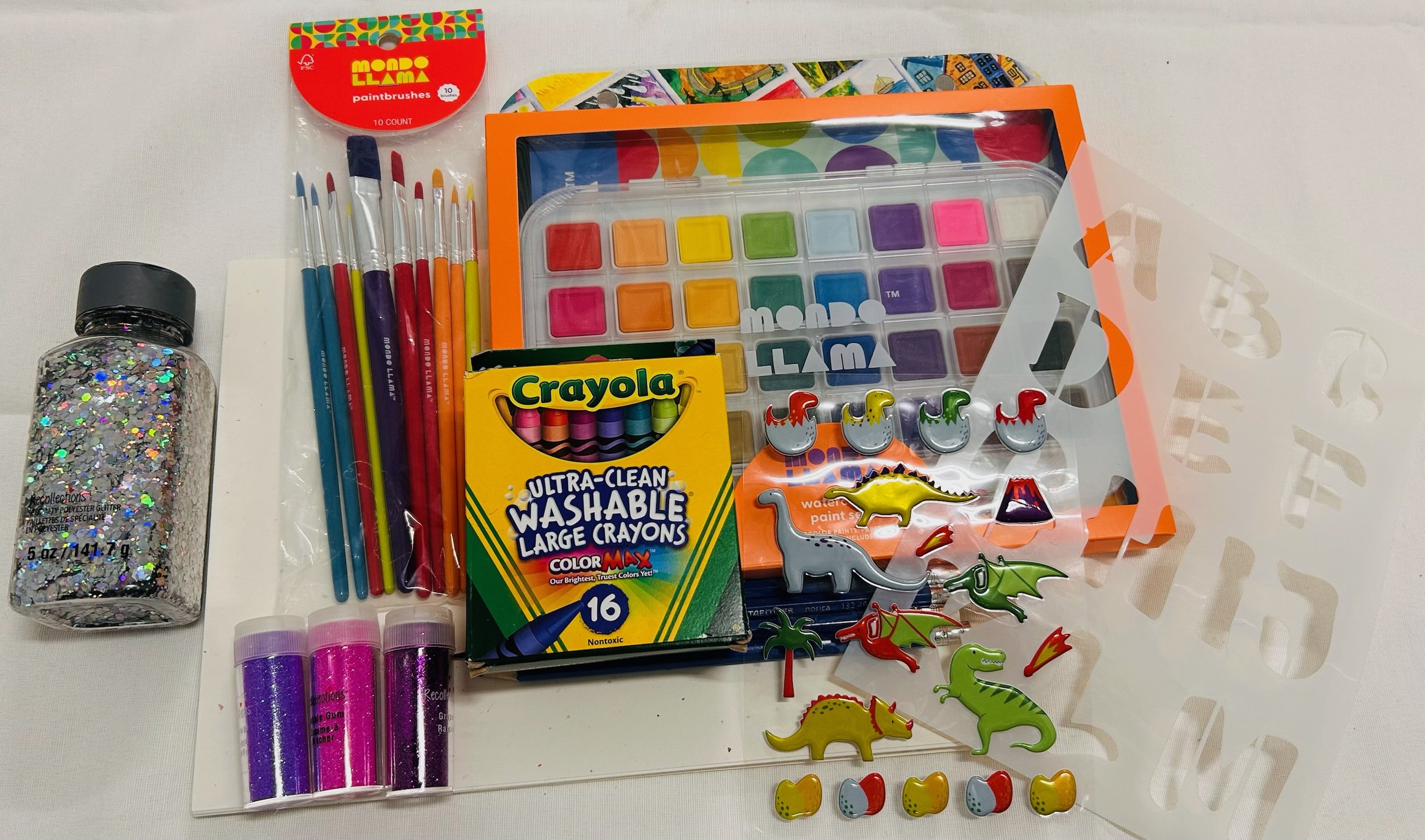 ST #1_Stationary Bundle (Glitter, Water Colors, Paint Brushes, Crayons, Stickers, Stencils)
