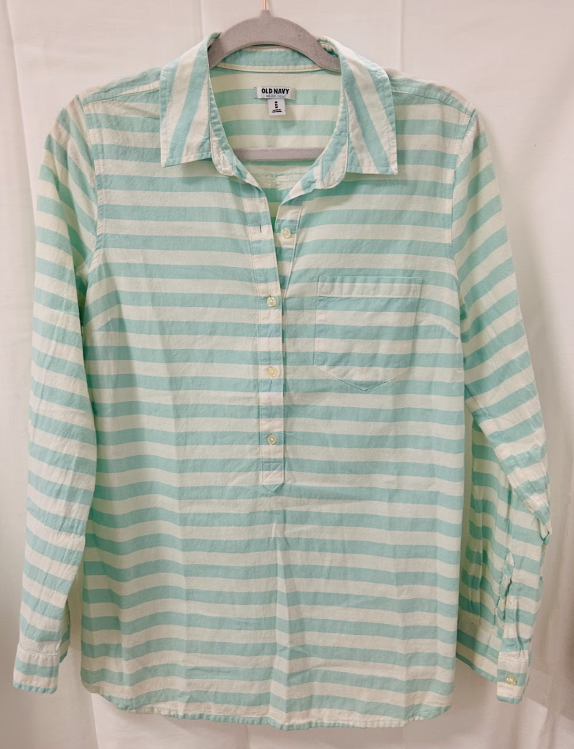 BX2 #14_Old Navy Blue Striped Button Down_Size M