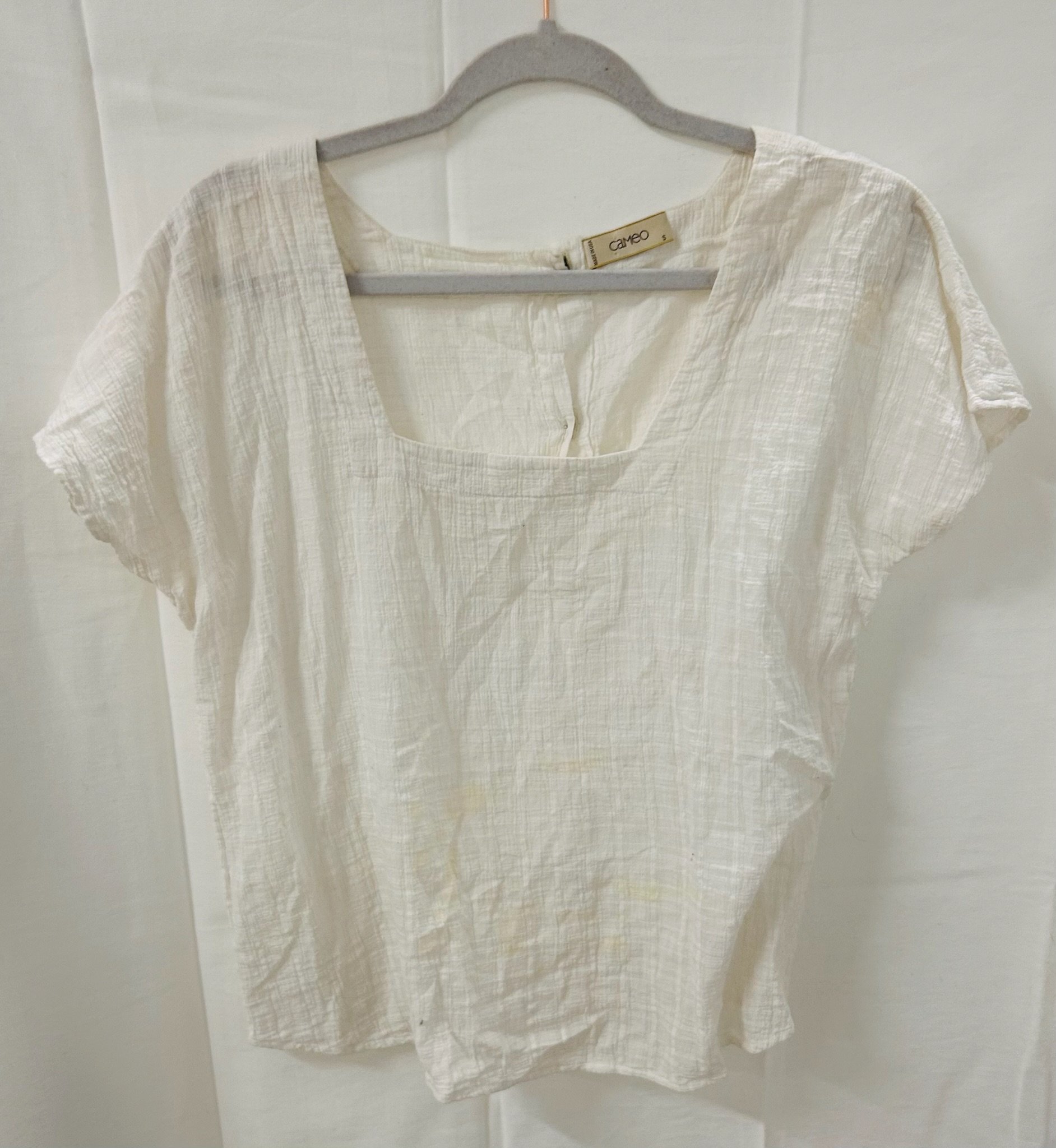 BX2 #45_Cameo White Linen Top_Size S