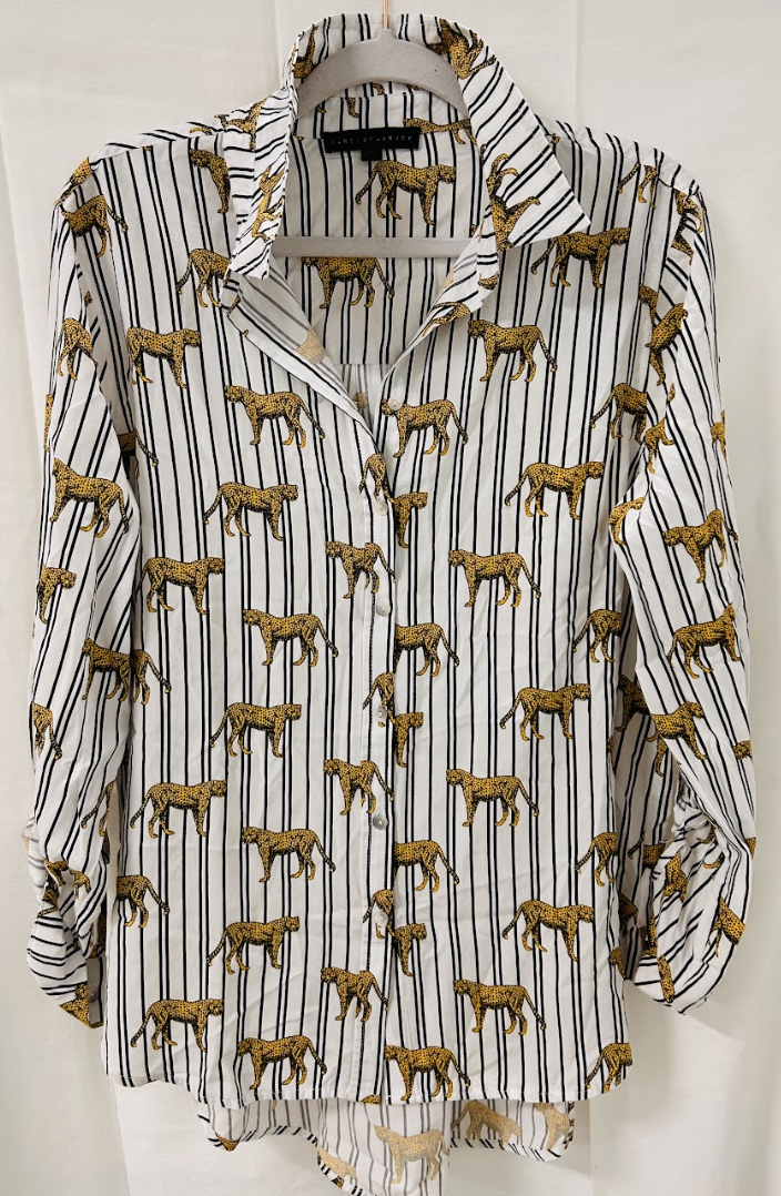 BX2 #12_Jane + Delancey Leopard Striped Shirt_Size L
