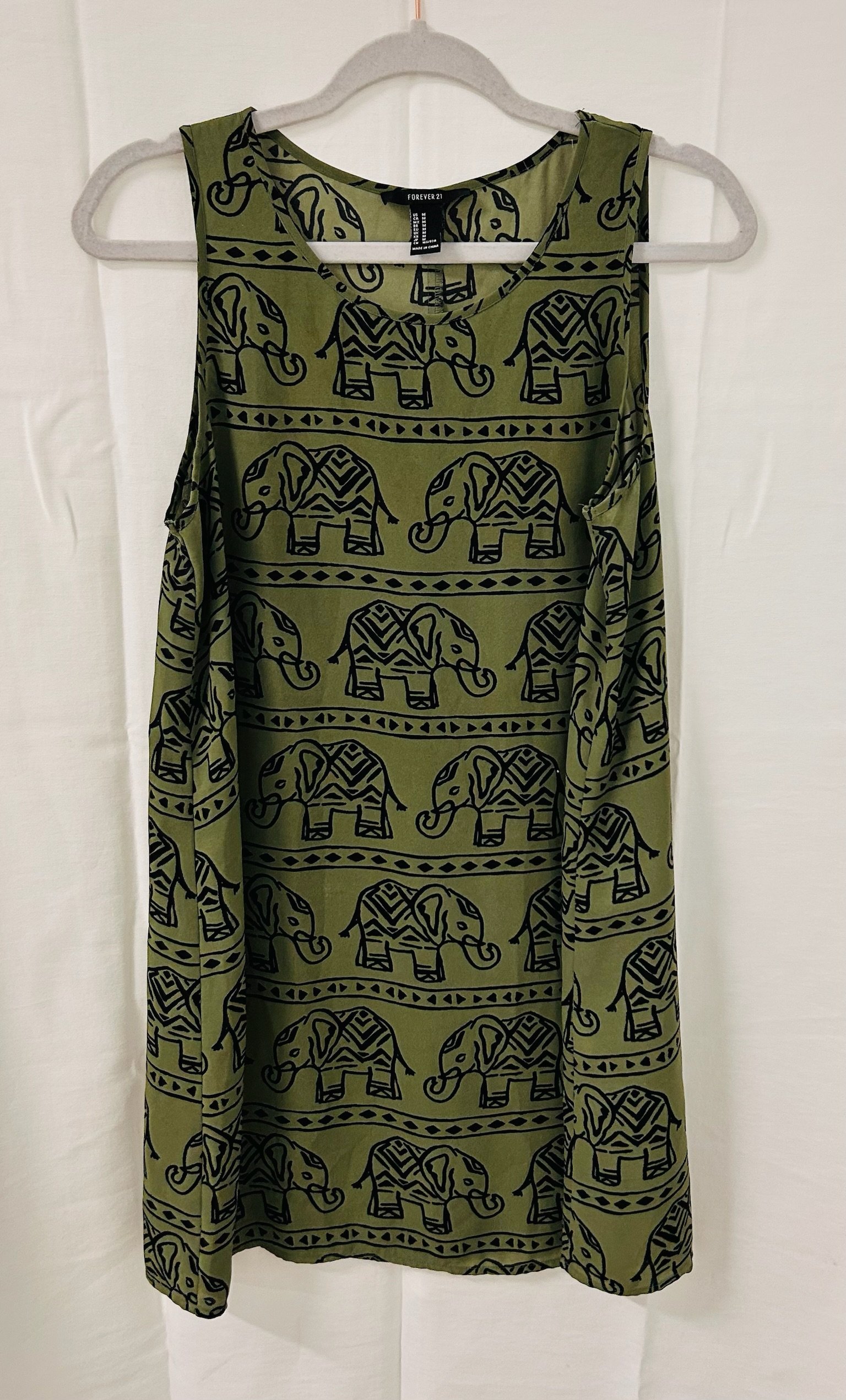 BX2 #22_Forever 21 Green Elephant Dress_Size M