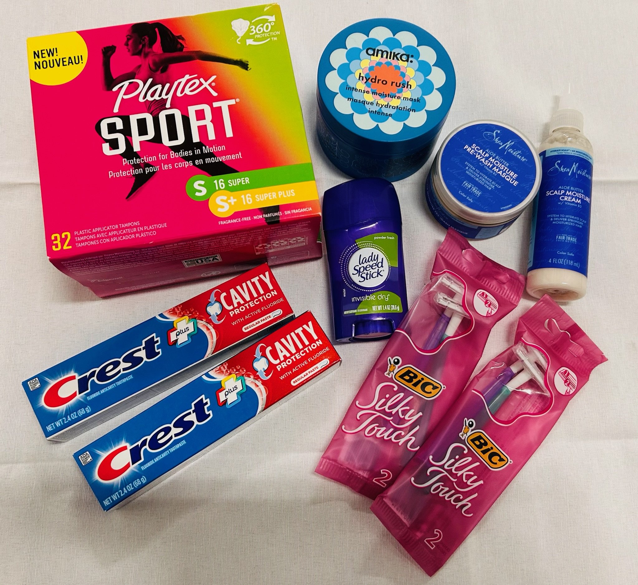 T #2_Toiletries Bundle (Tampons, Deodorant, Hair Masks, Toothpaste, Toothbrush, Razors)
