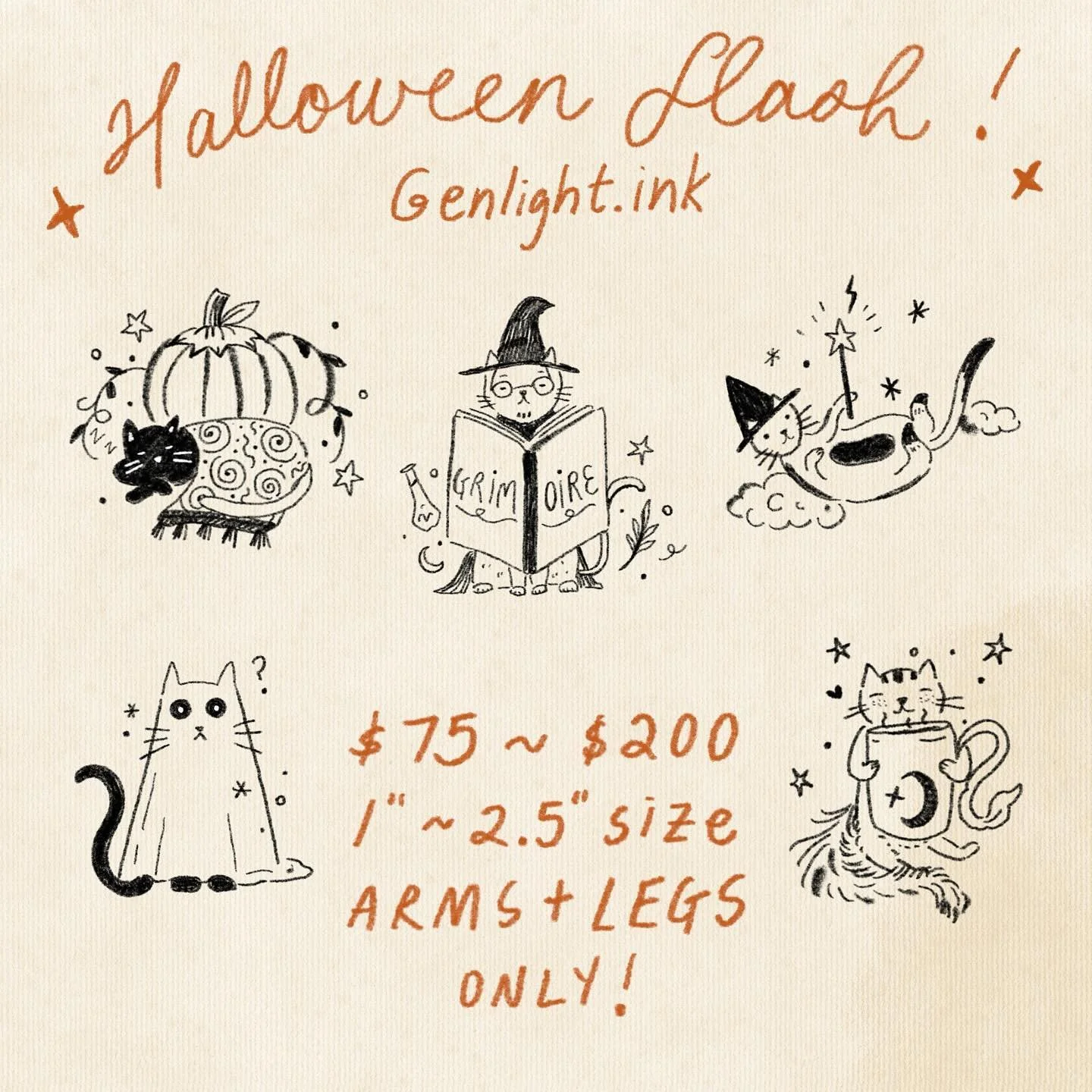 🎃 SAVE THE DATES! Meadow Sky Studio will be hosting a Halloween flash event from ✨Thursday (10/31) ~ Saturday (11/2)!✨ Come in your spookiest attire and grab the cutest Halloween tattoos yet 🧡

Swipe through our post to see designs by Vannessa (@en