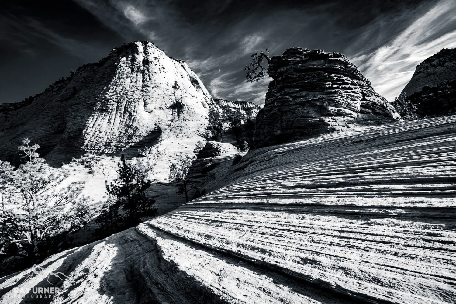 Sunset at the Checkerboard Mesa area of Zion National Park in Utah
