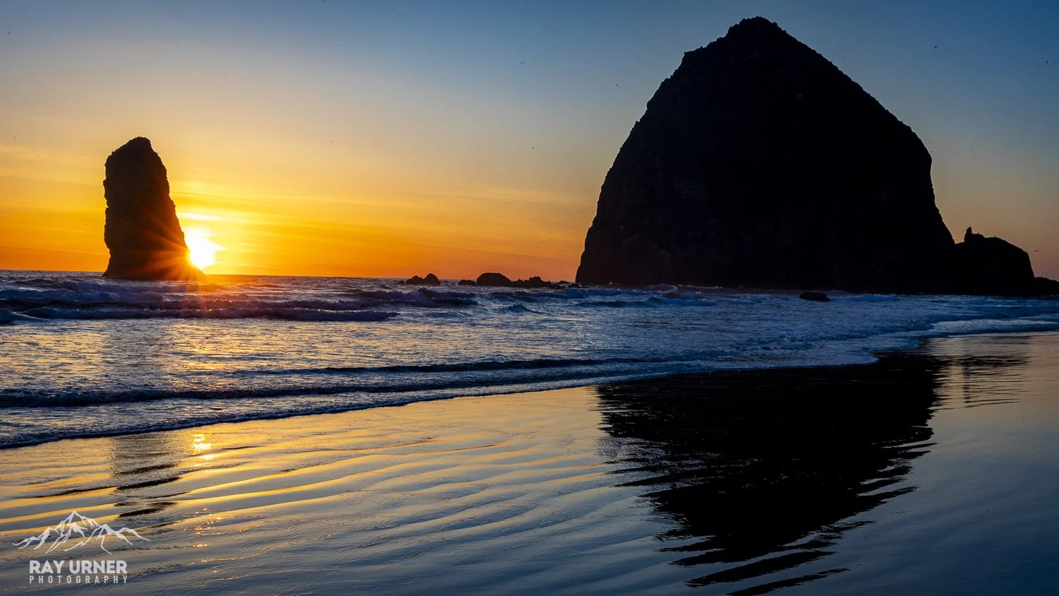 Sunset at Haystock Rock, Cannon Beach