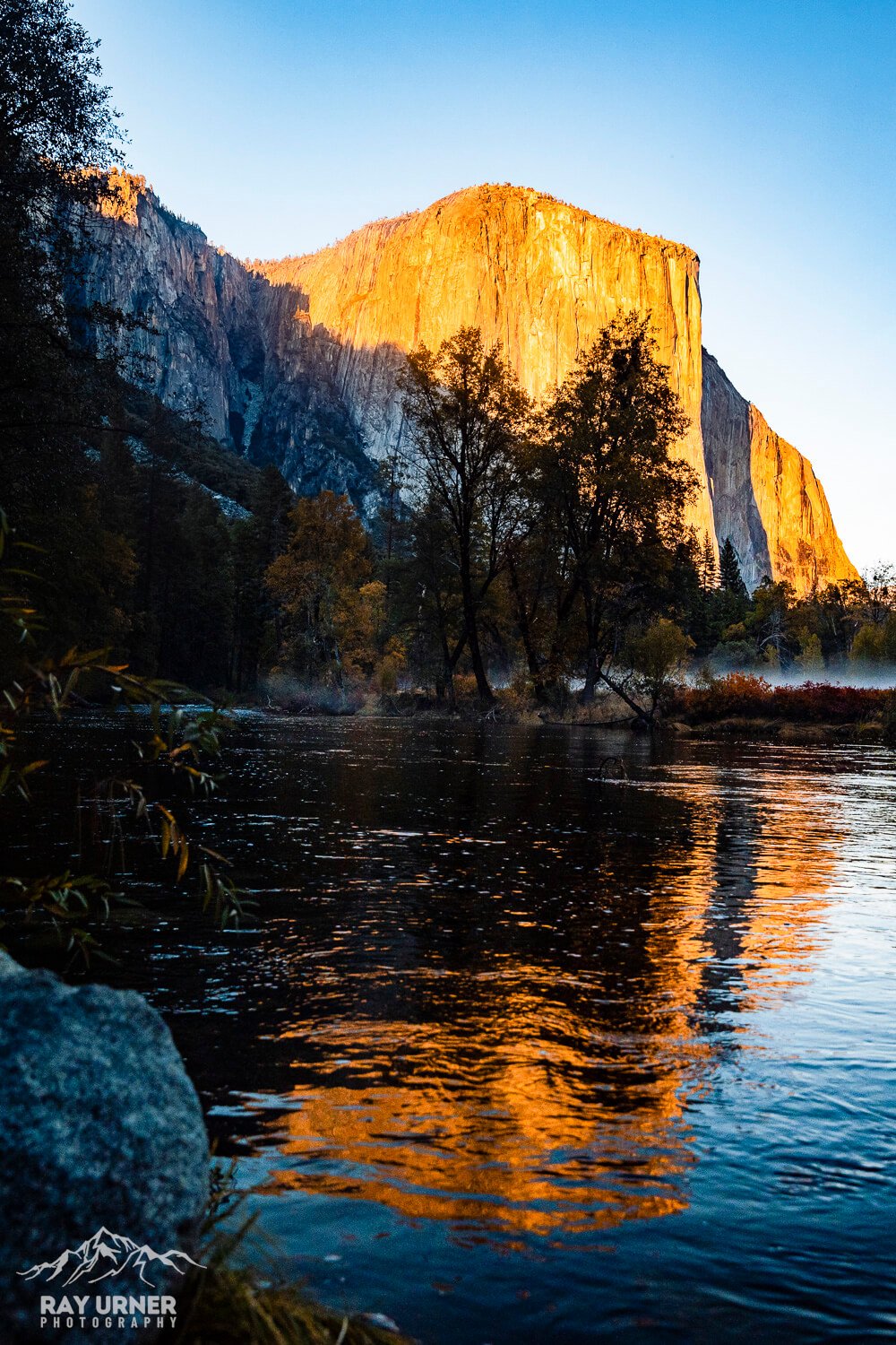Yosemite National Park in California - Valley View at sunset, featuring El Capitan