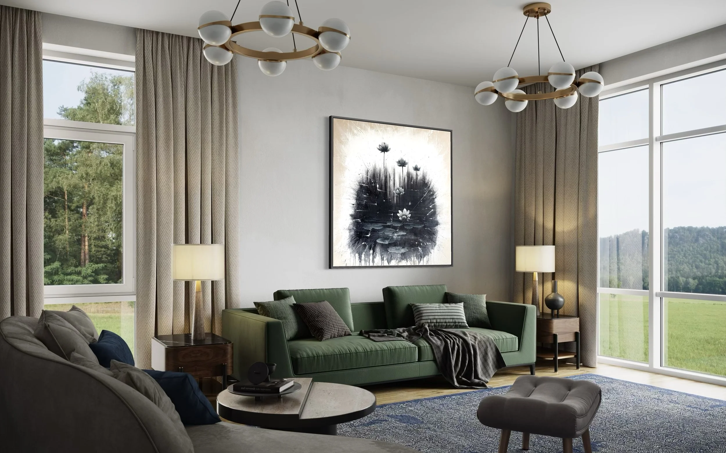 “Lotus Pond in Bloom” Interior angle