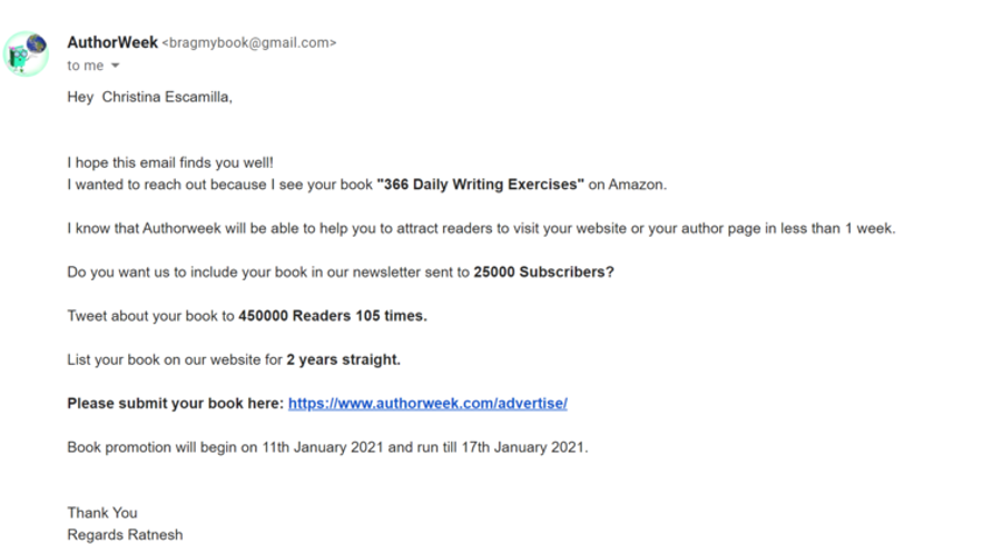 authorweek book marketing email