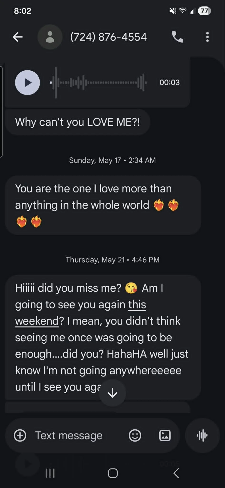 a screenshot of the text message received by Nikki from the film Obsession (2026)