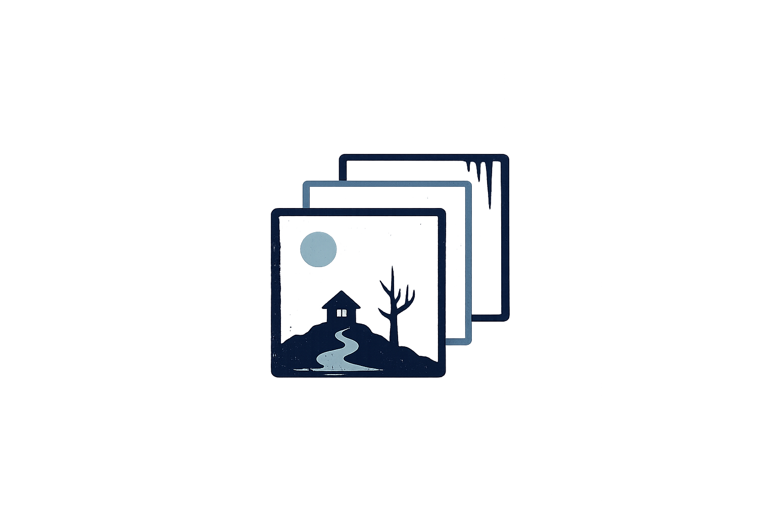 Layered frames icon representing building a horror scene from multiple elements