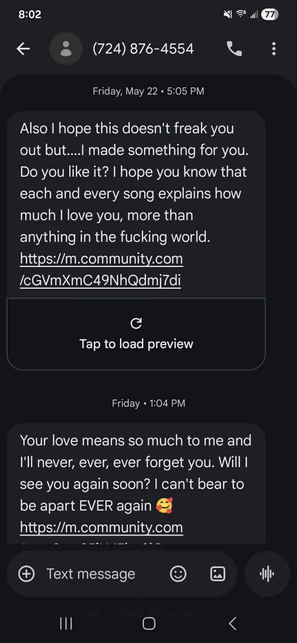 nikki text messages from the film Obsession