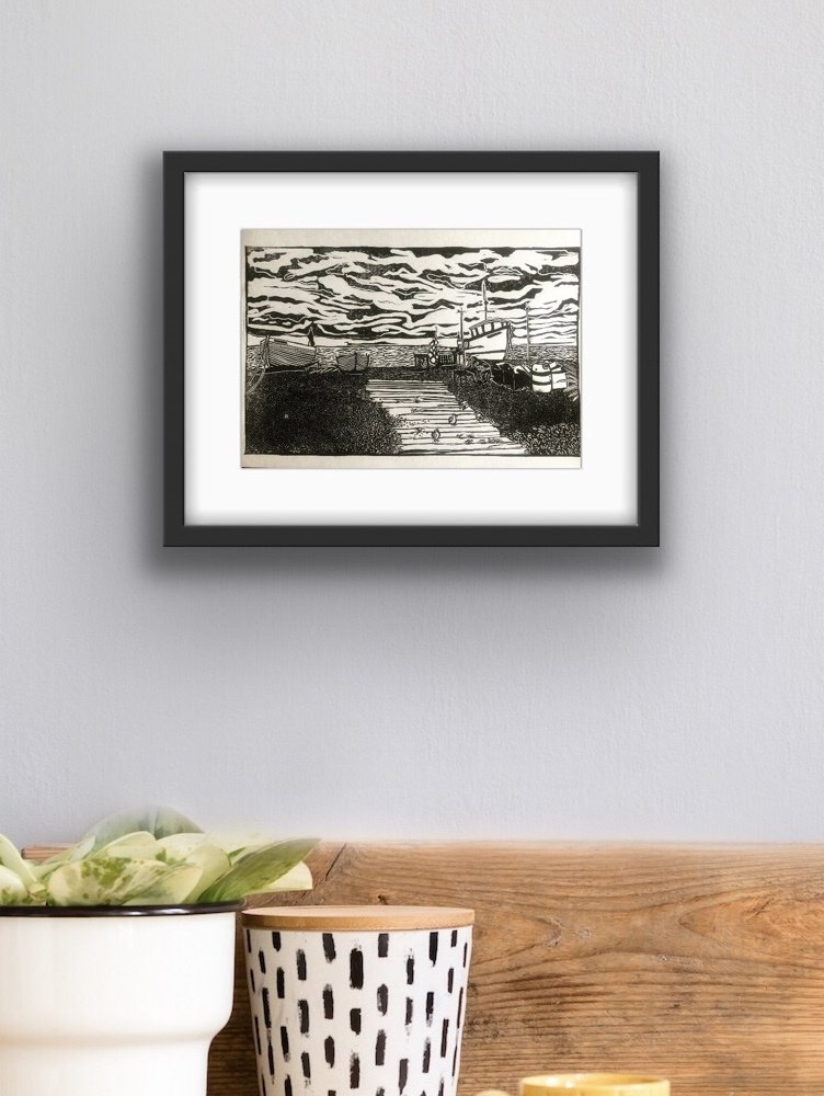 Broadwalk on a kent beach framed on wall.jpg