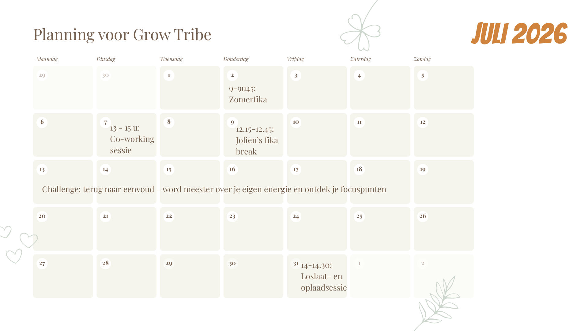 Planning Juli