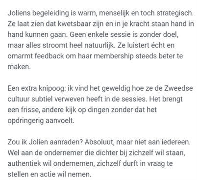 Joliens begeleiding is warm, menselijk en toch strategisch