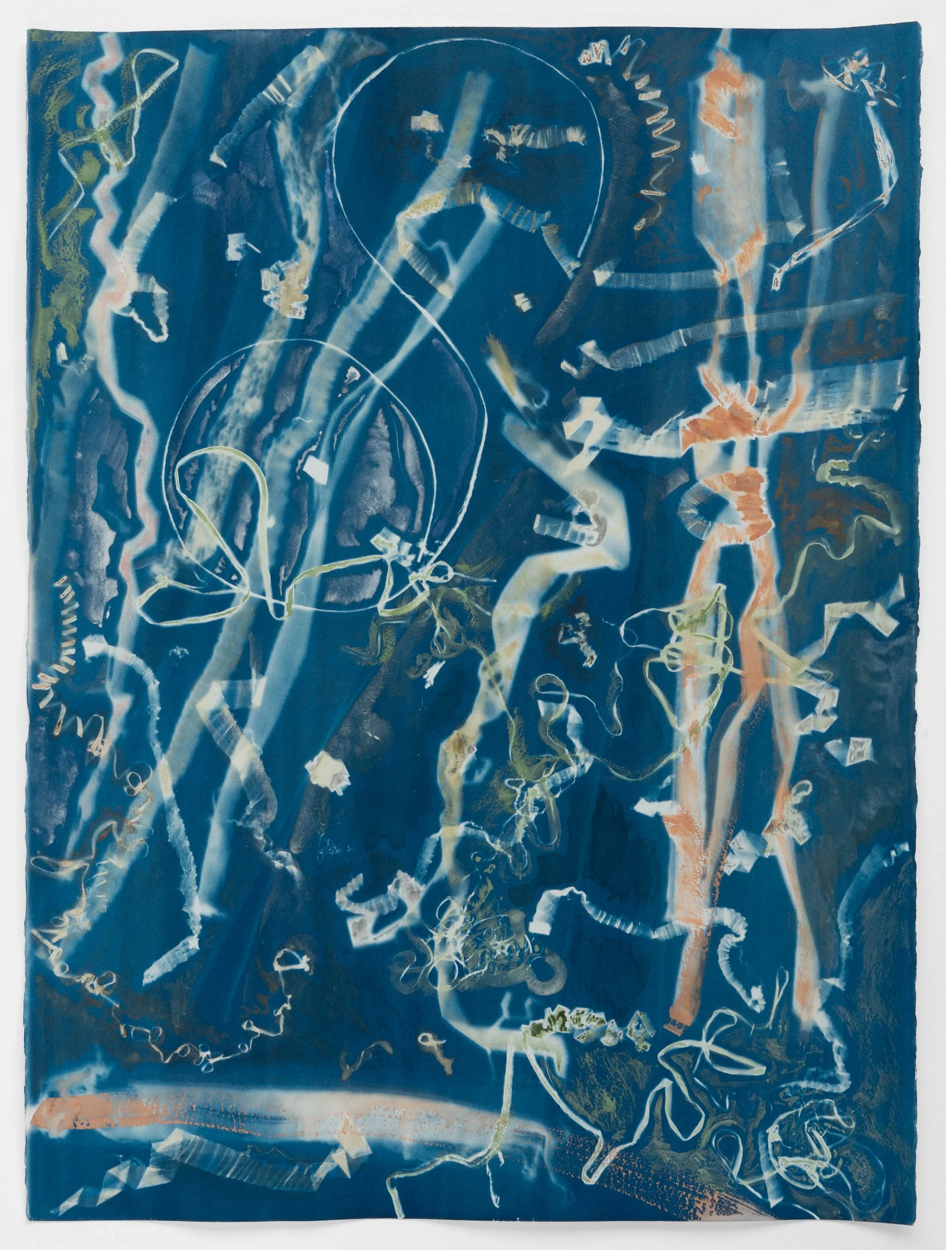   Spotting (exposed 5.15.24)   cyanotype and earth pigments on paper  29 3/4 x 22 1/4"  2024 