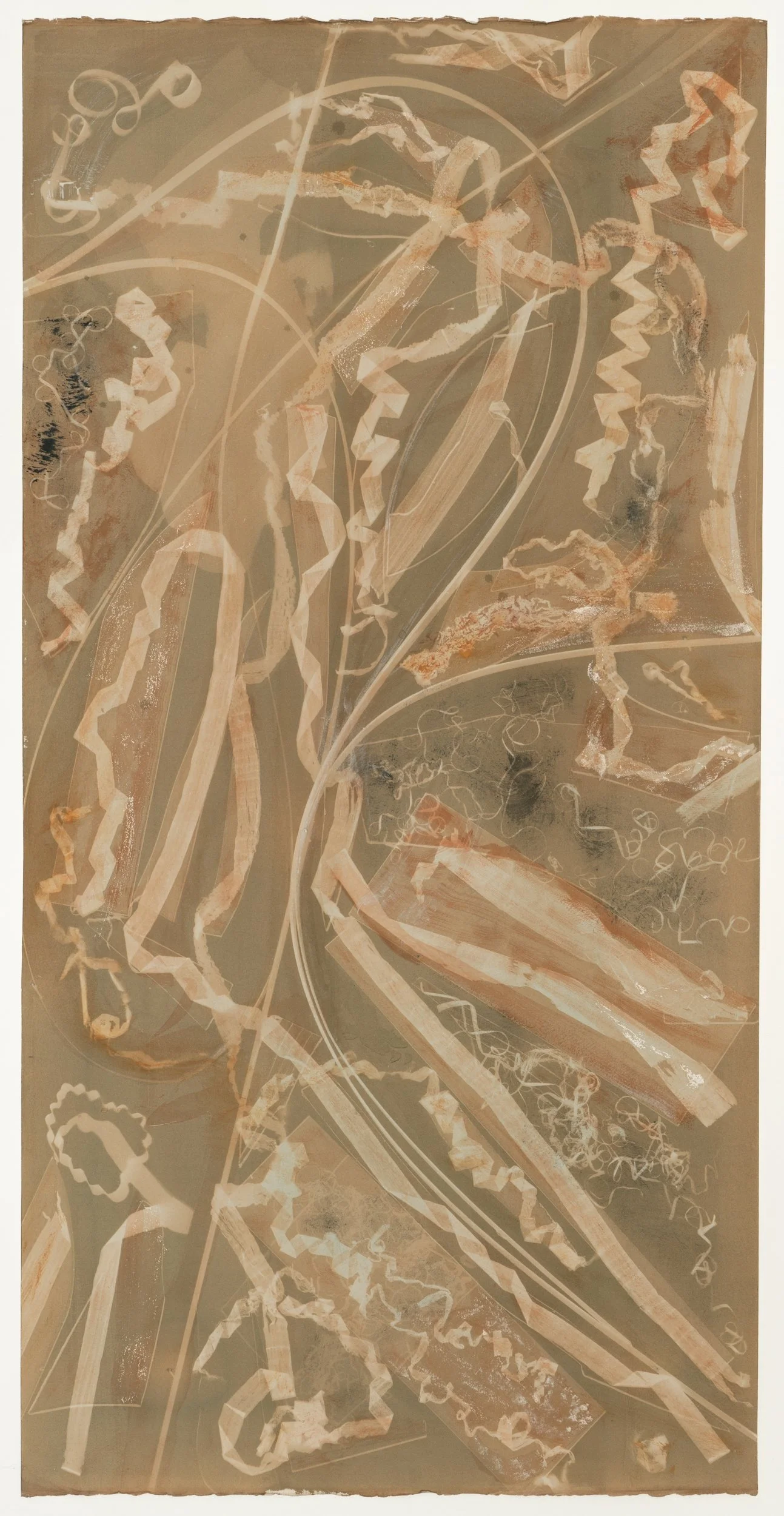 Spotting (exposed 6.19.25) cyanotype and earth pigments on paper 42 1/2 x 21 1/4 “