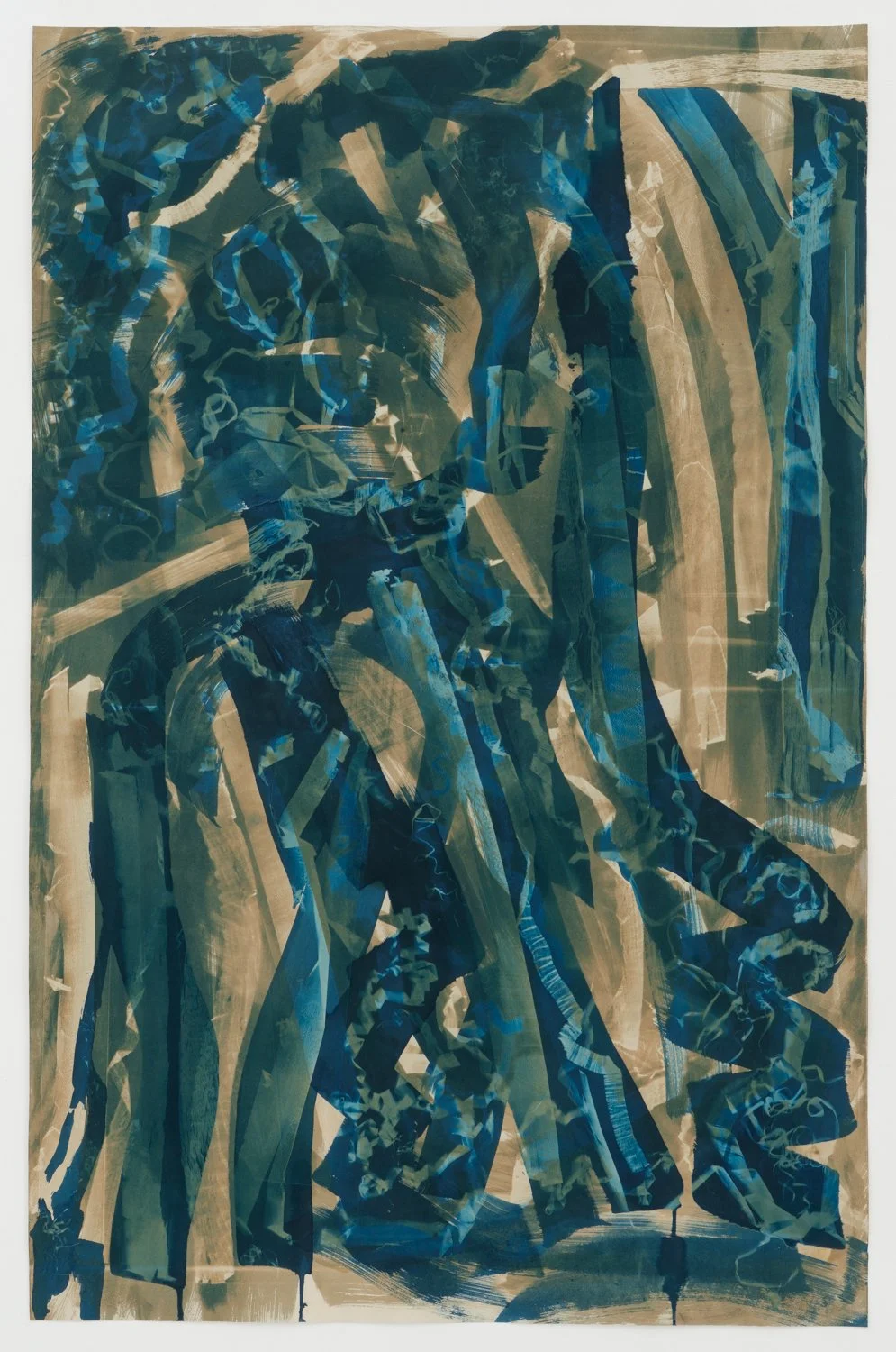   Doubled Grain (exposed 2.22 / 6.13.25)   cyanotype on paper  48 3/4 x 31 1/2"  2025 
