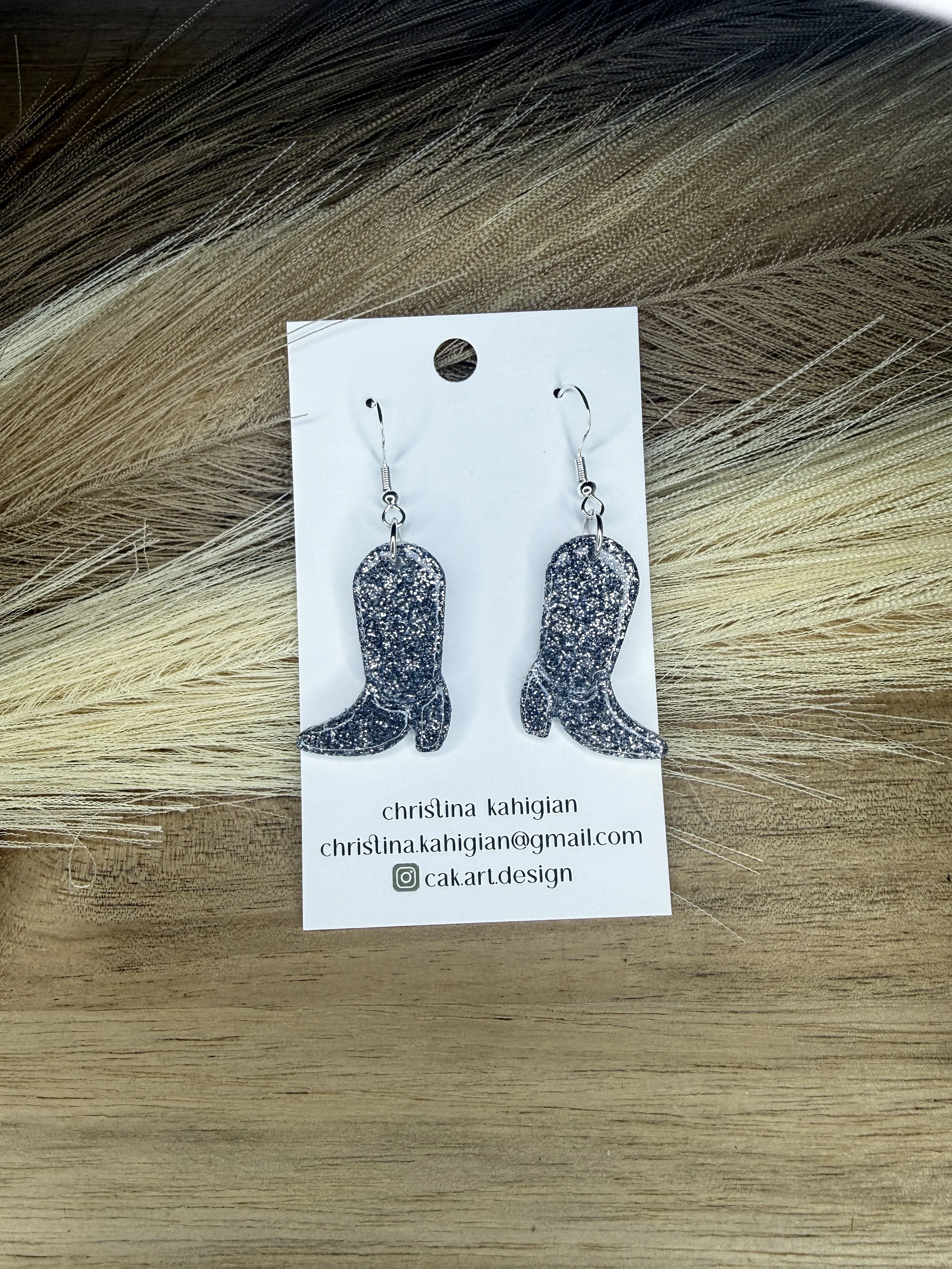 silver glitter cowboy boots