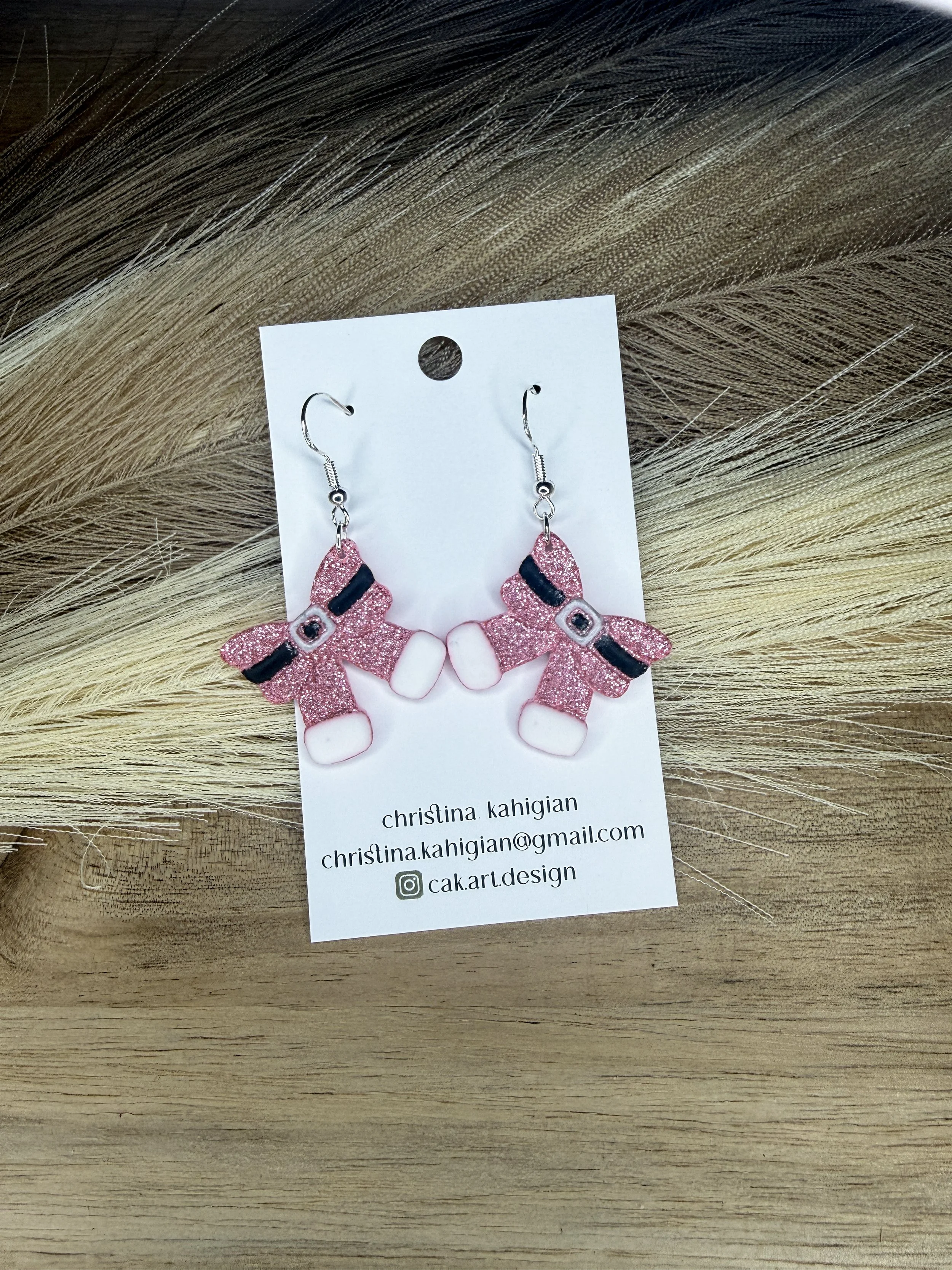 pink glitter santa bow