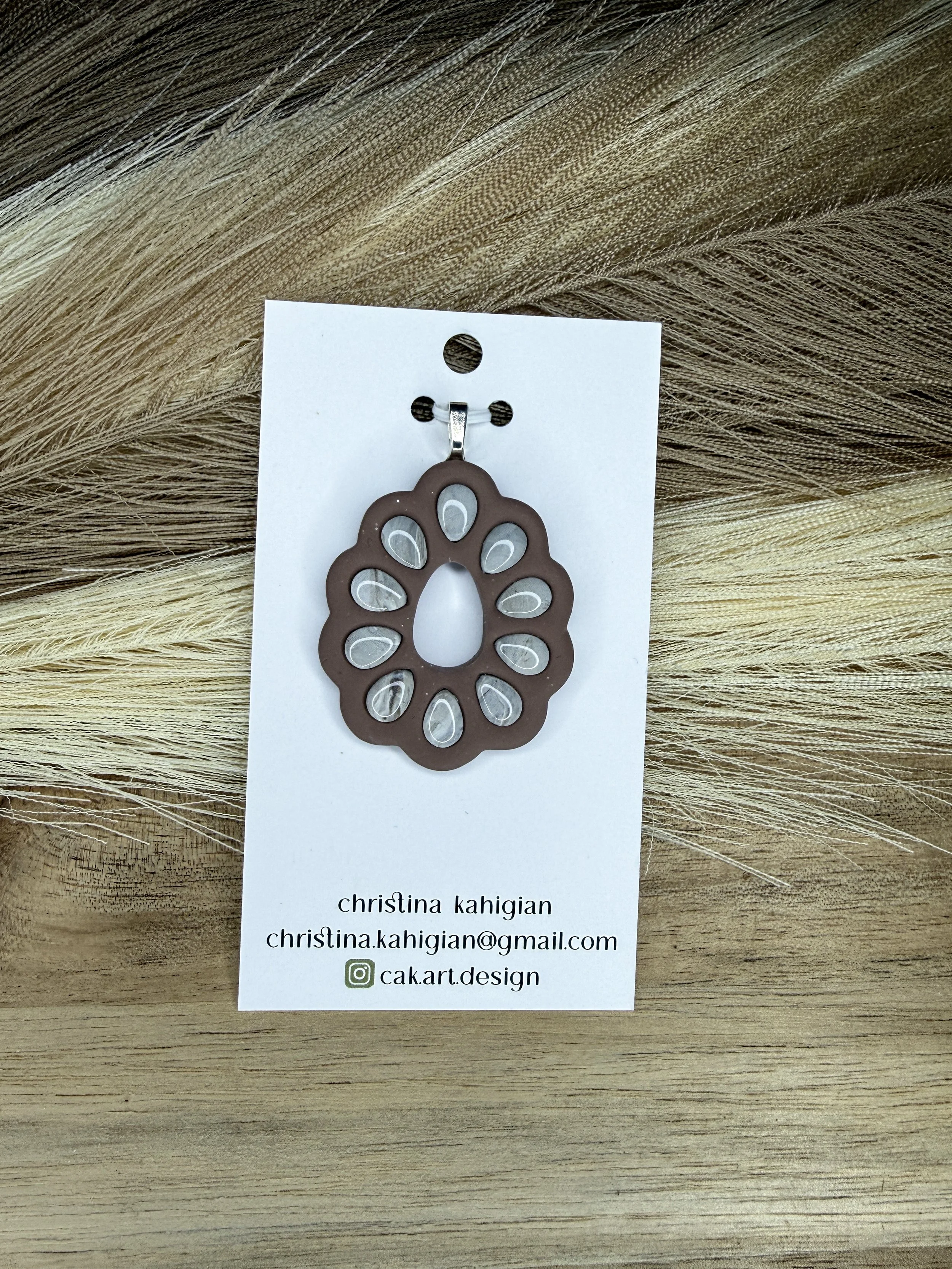 bezels - brown with neutral marble | pendant