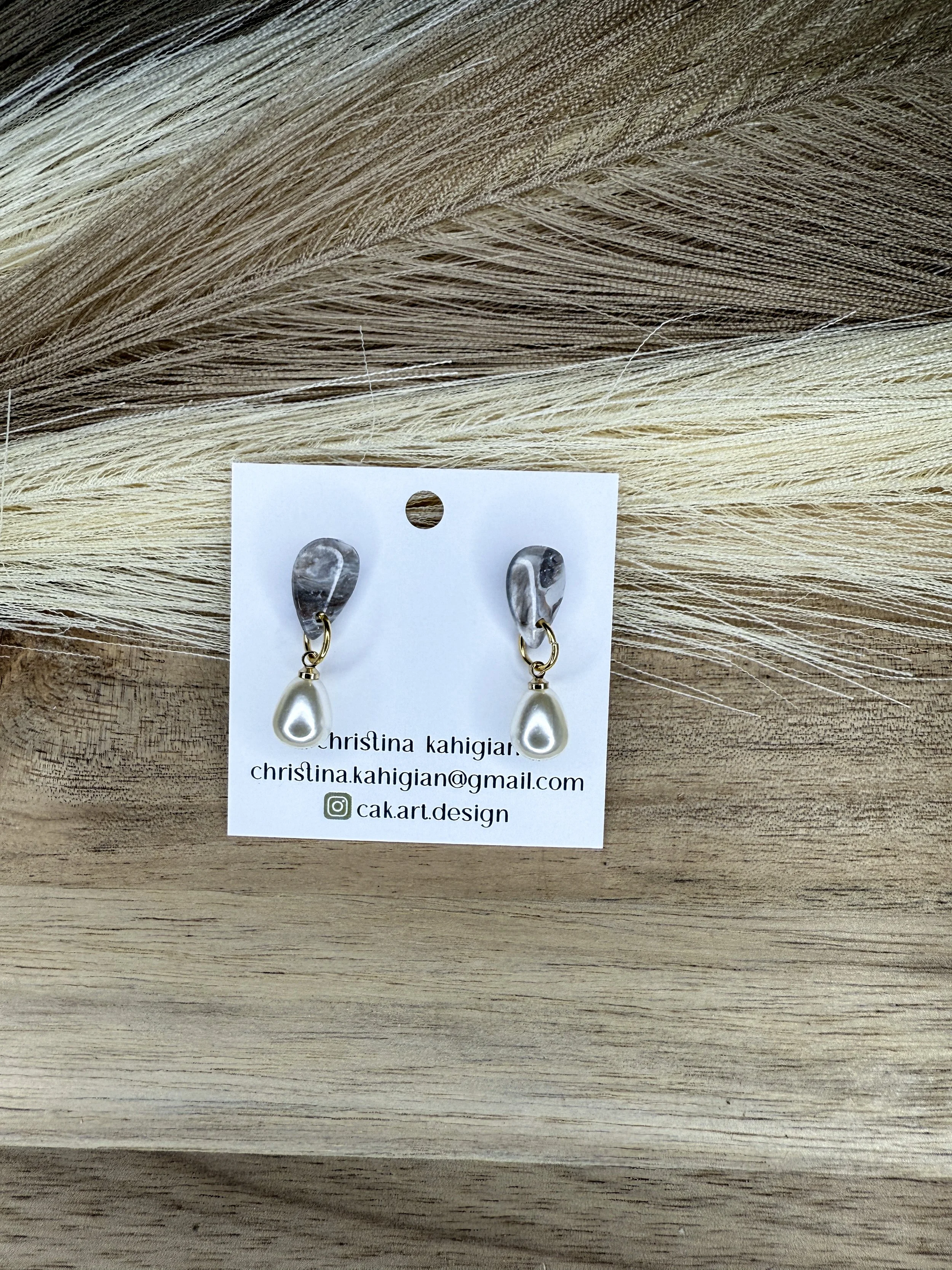 white, brown, black marble pearls