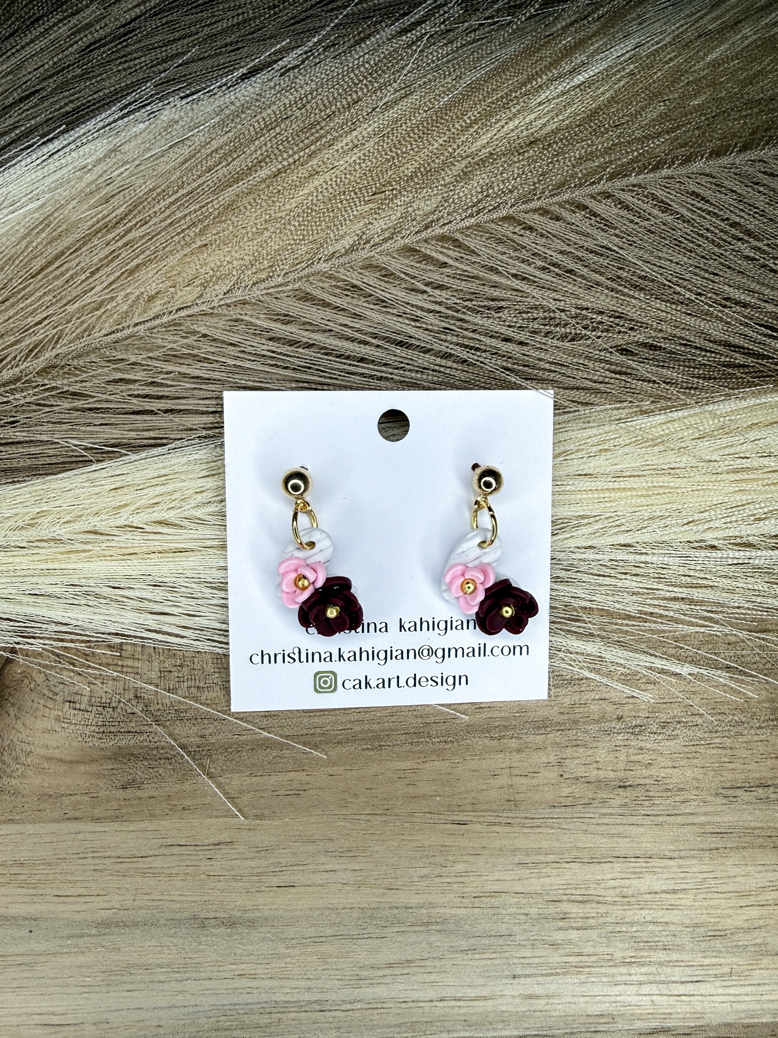 white with pink florals - hearts