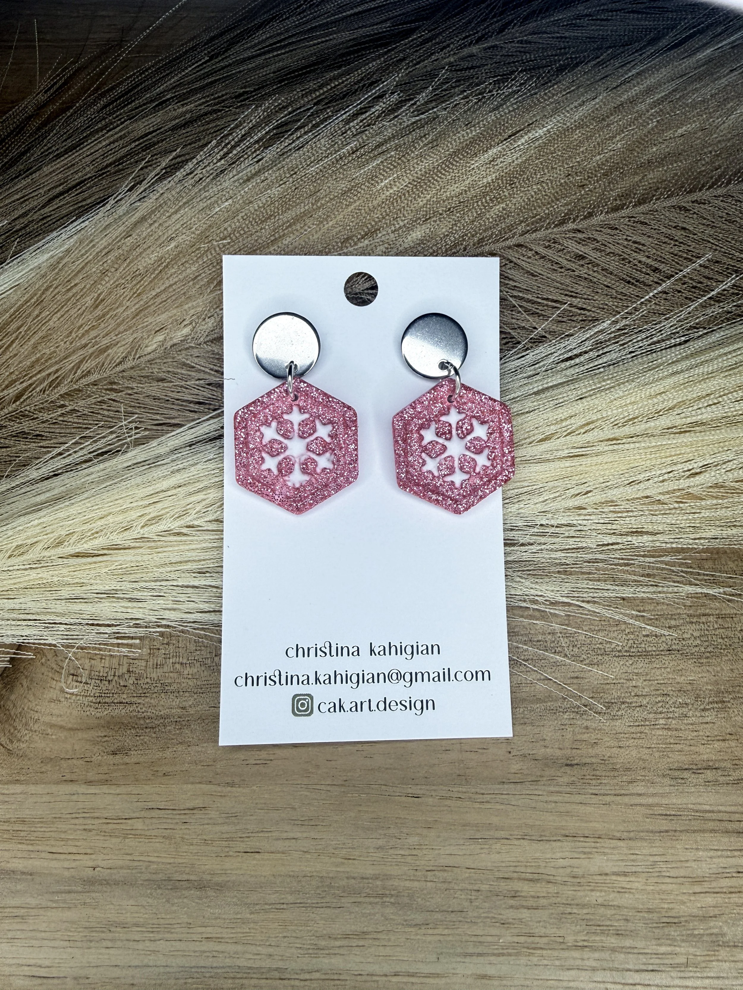 pink glitter snowflakes
