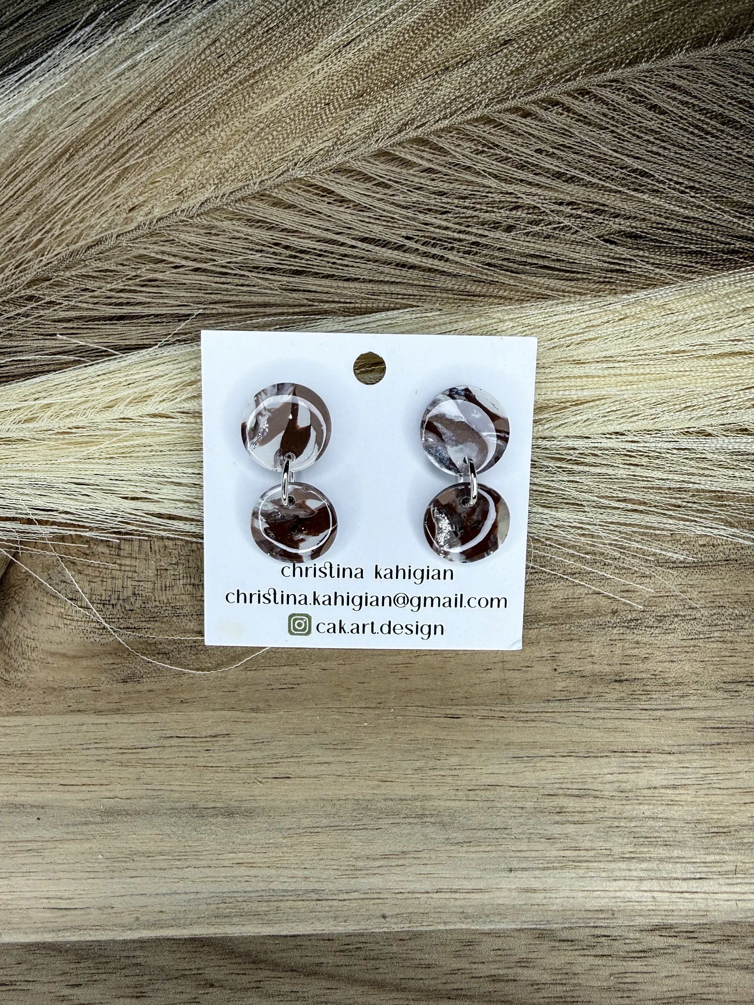 brown with white marble
