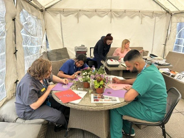 Medical students joining in Nurses flower workshop