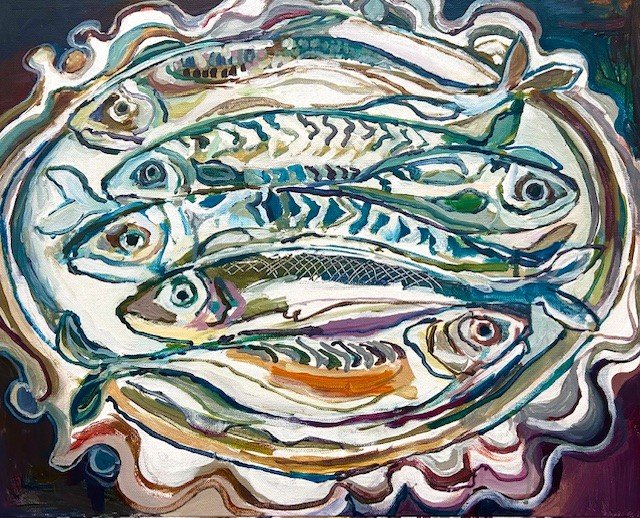 Fish on a silver plate