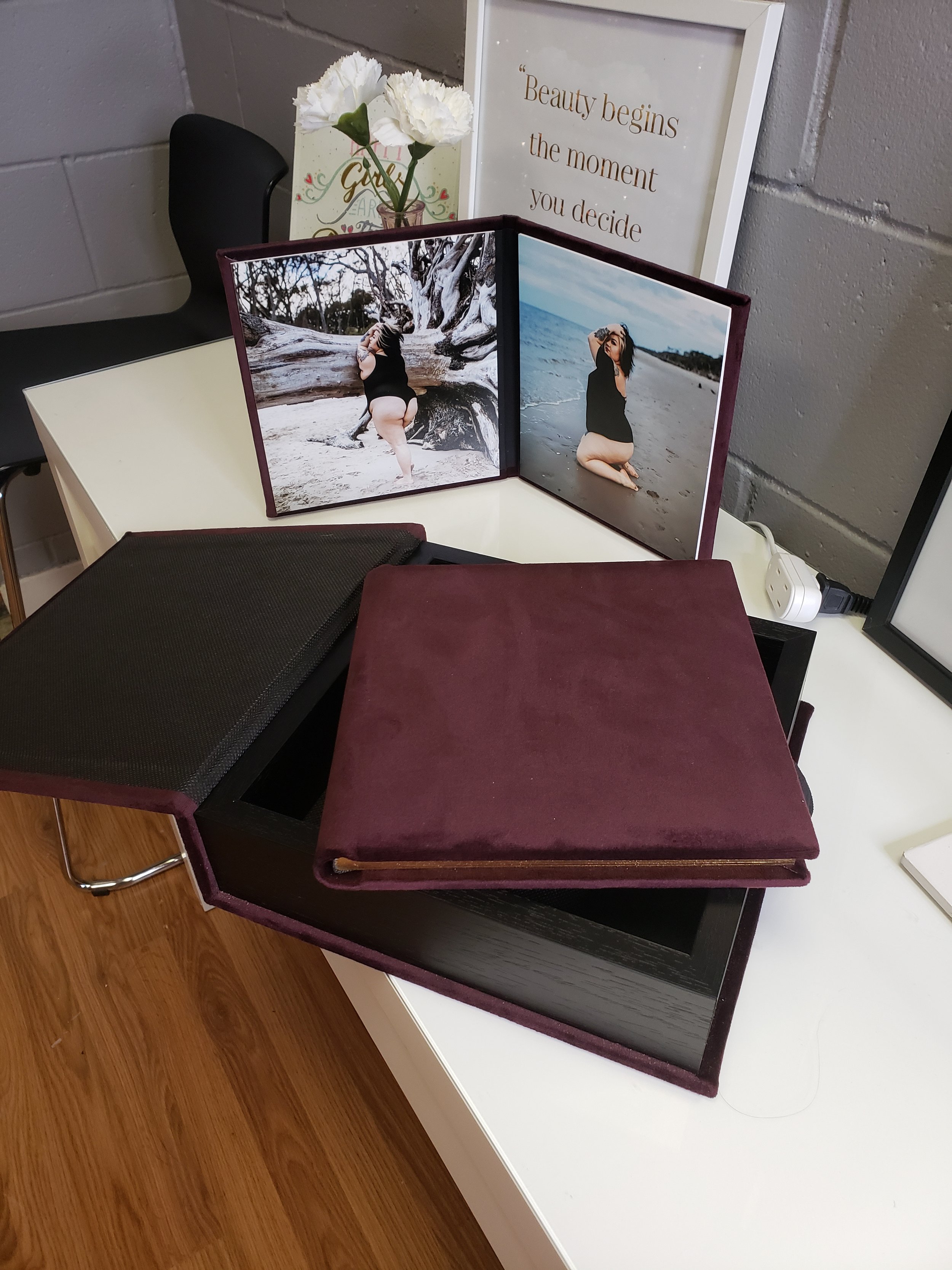 Luxury boudoir album and printed photographs available from Hype Girl Boudoir