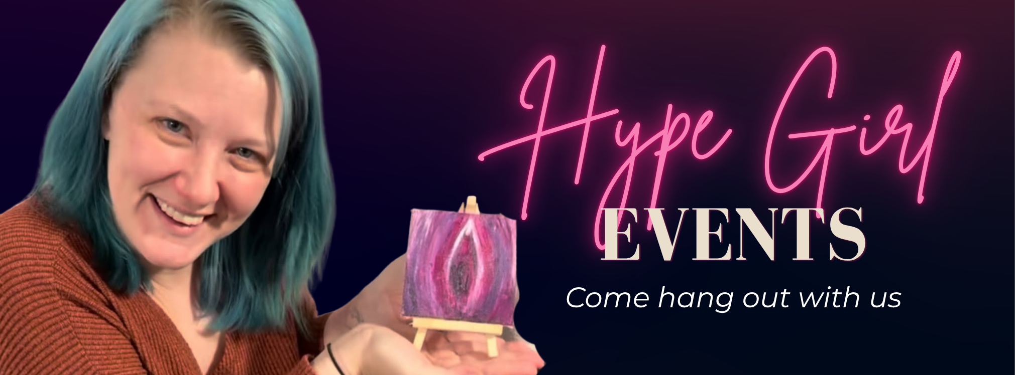Tiffany holding a mini painting on the Hype Girl Events page for Jacksonville community events.