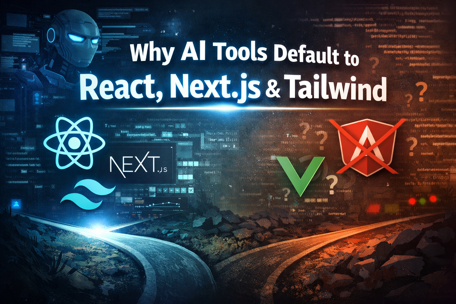 Why AI “vibe-coding” tools default to React, Next.js, and Tailwind (and rarely pick Angular or Vue)