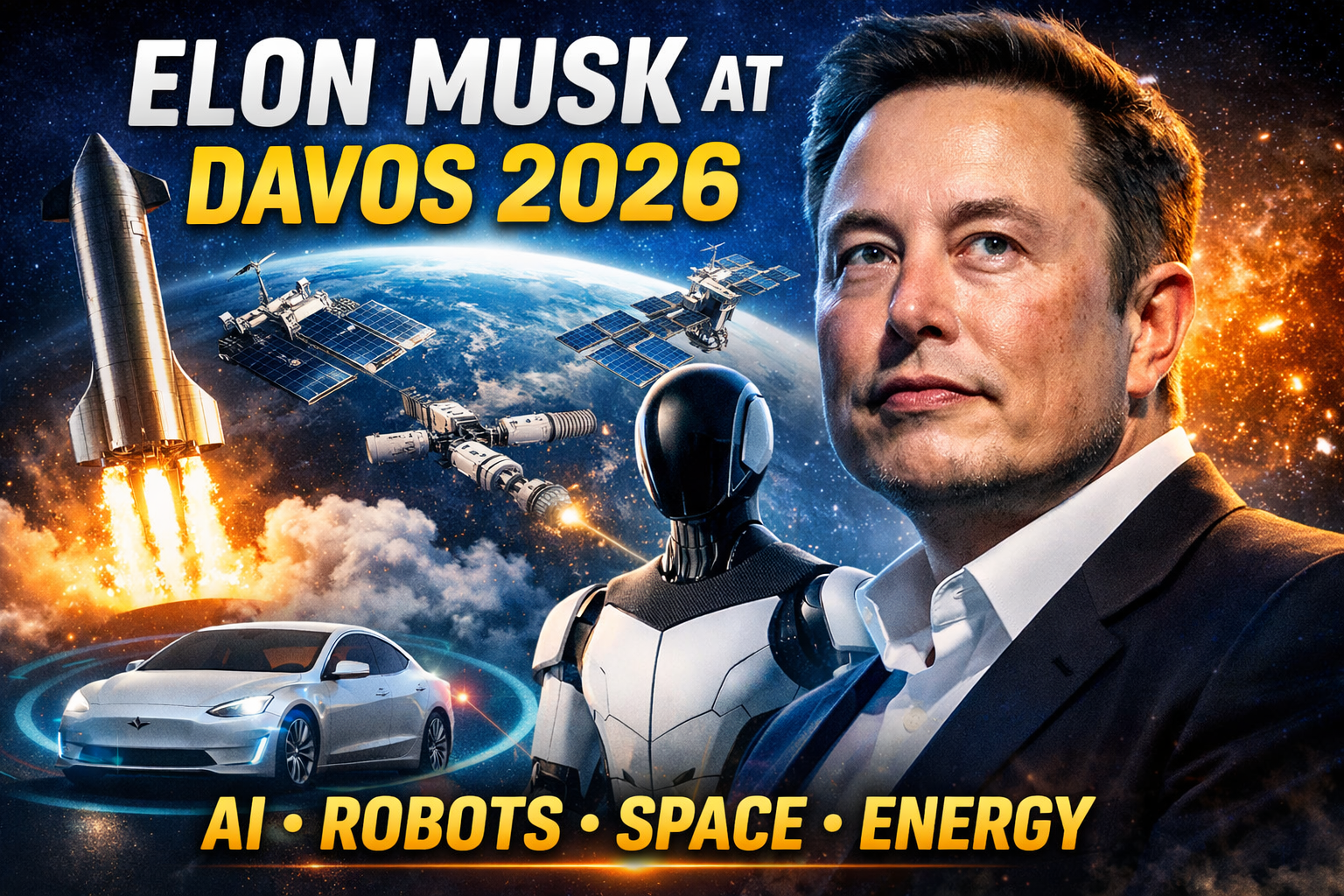 Elon Musk at Davos 2026: The 7 Big Topics He Kept Coming Back To (Robots, AI, Energy, Self-Driving, and “Life Insurance” for Civilization)