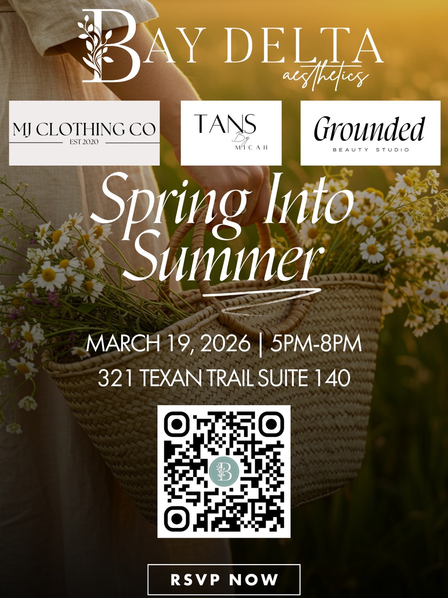 Join the girls and I at the @baydeltaaesthetics Spring into Summer event! 

The perfect time to learn about all things, skin, hair, beauty and fashion! 

Win some amazing giveaways! 

Tans by Micah will have day of specials and you don&rsquo;t want t