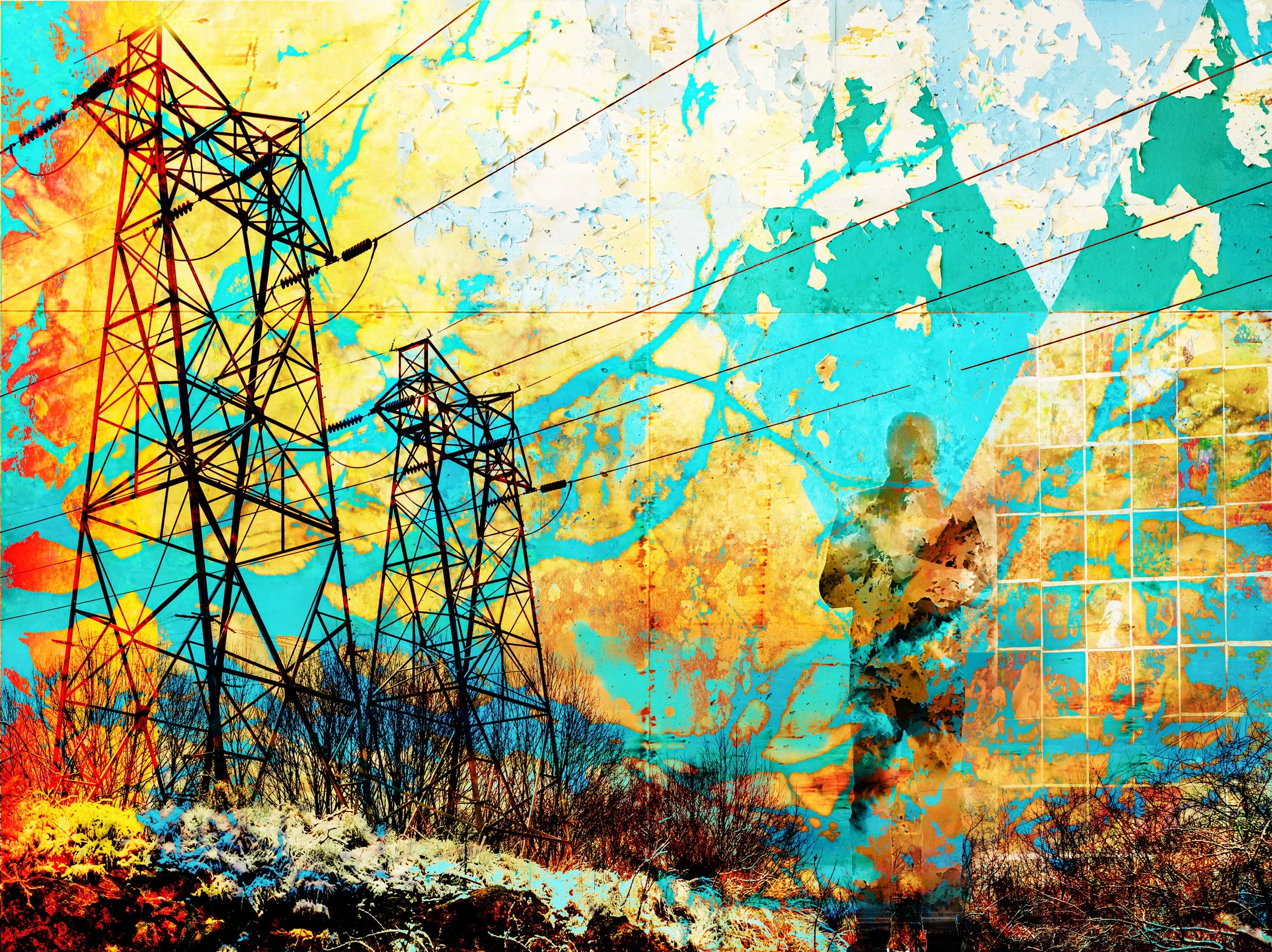 Powerlines Electric Blue Sunset 