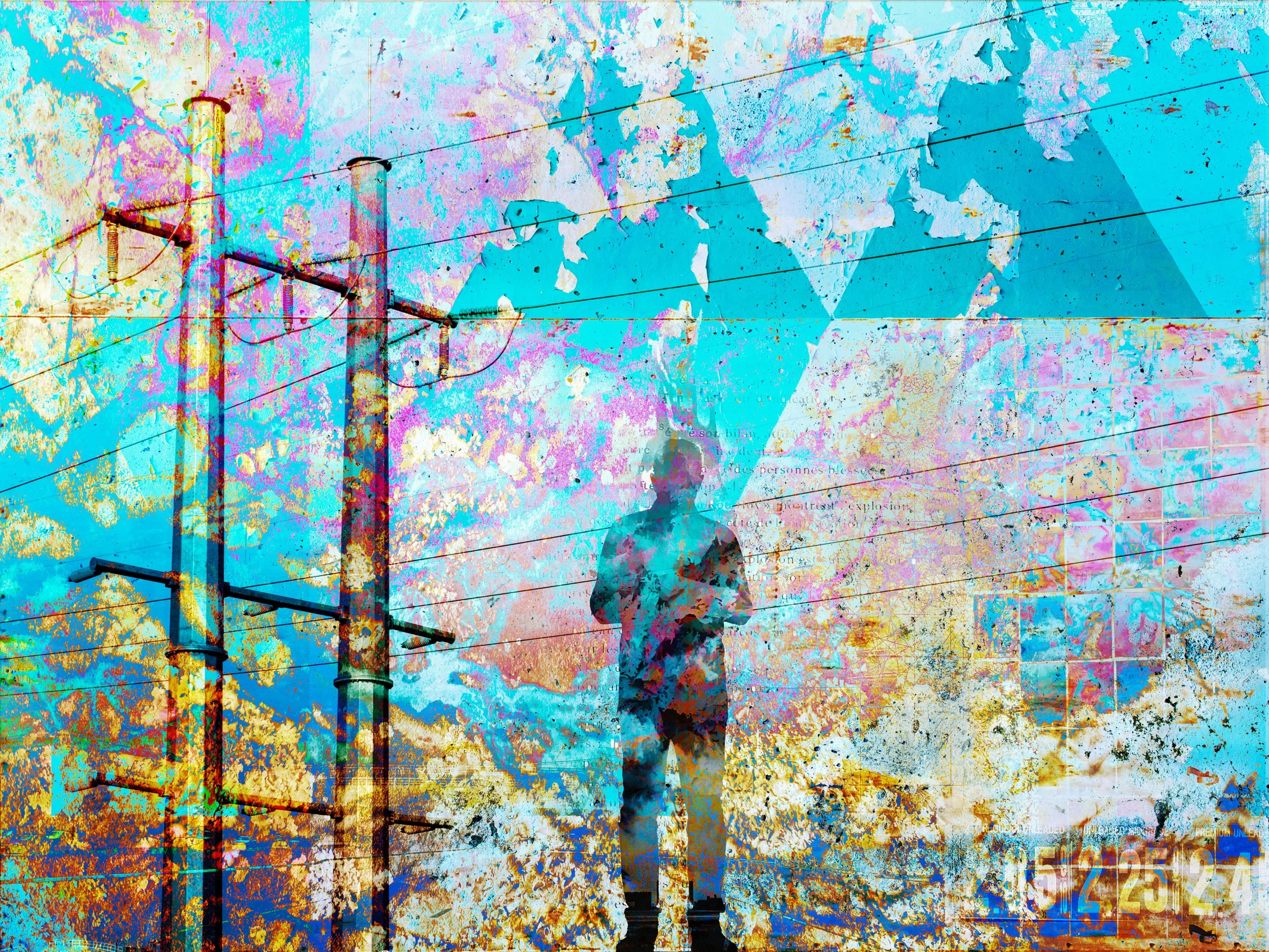 Great Blunders Powerlines with Blue Mural