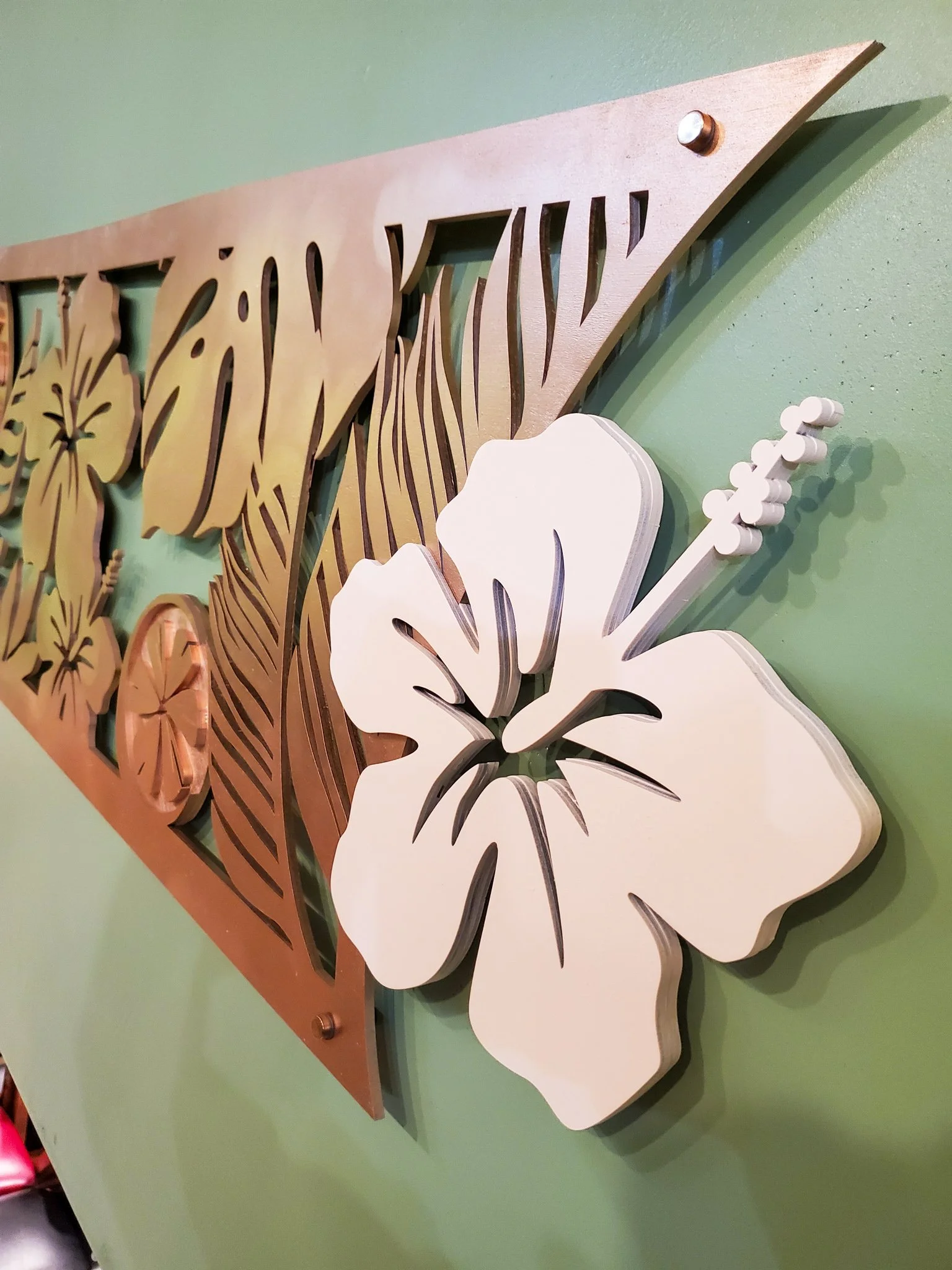 functional wooden custom it's cocktail o'clock and laser-cut and hand-painted wooden panels