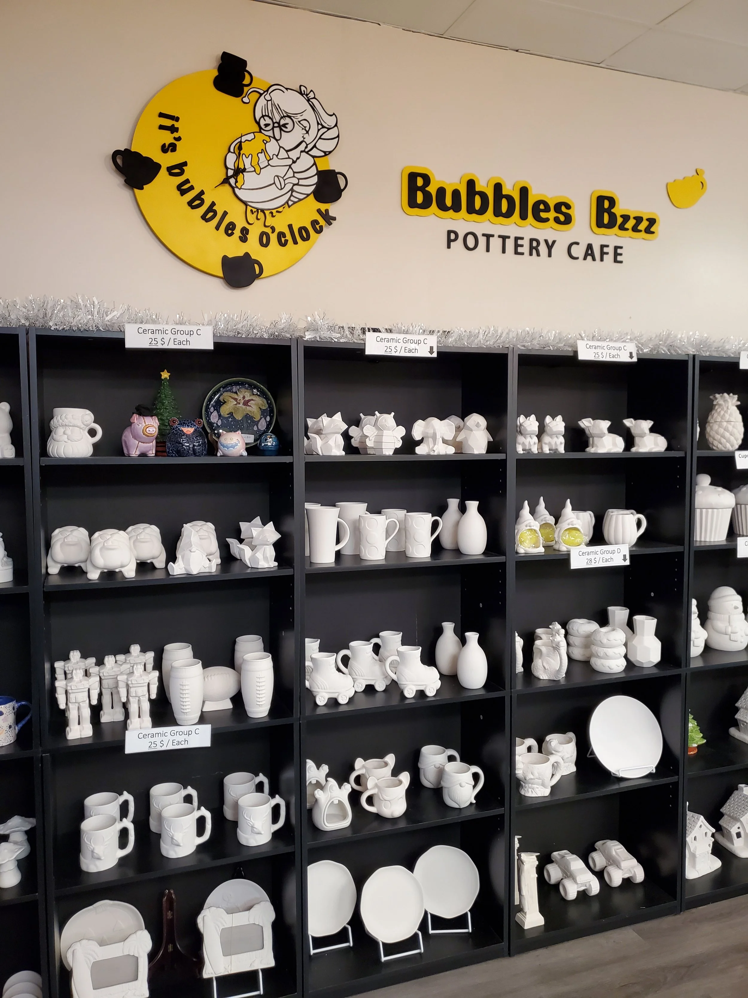 custom wooden it's bubbles o'clock for a boba tea pottery cafe