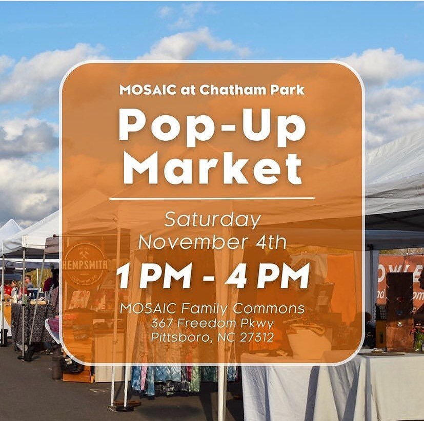 Join us tomorrow, November 4th at the Pop-Up market @mosaicatchathampark 

We hope to see you there! 🪴

#plants #popup #shopsmallbusiness #pittsboronc #nc #raleighevents