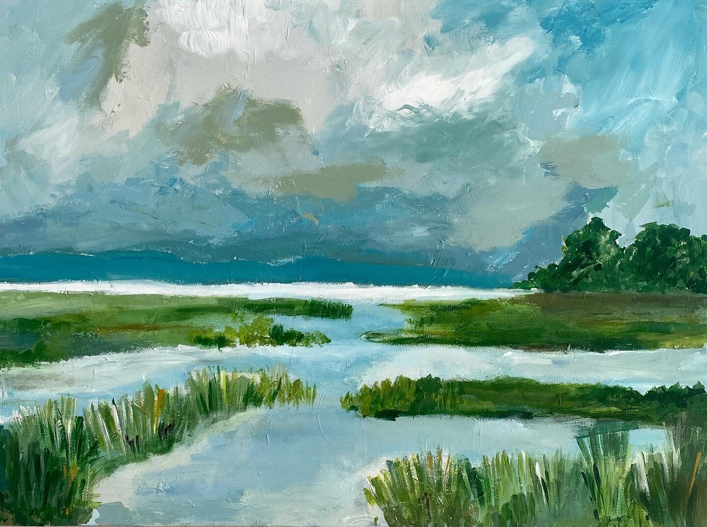 Happy New Year!! I&rsquo;ve been trying some new things! &ldquo;Summer Marsh&rdquo; 18x24