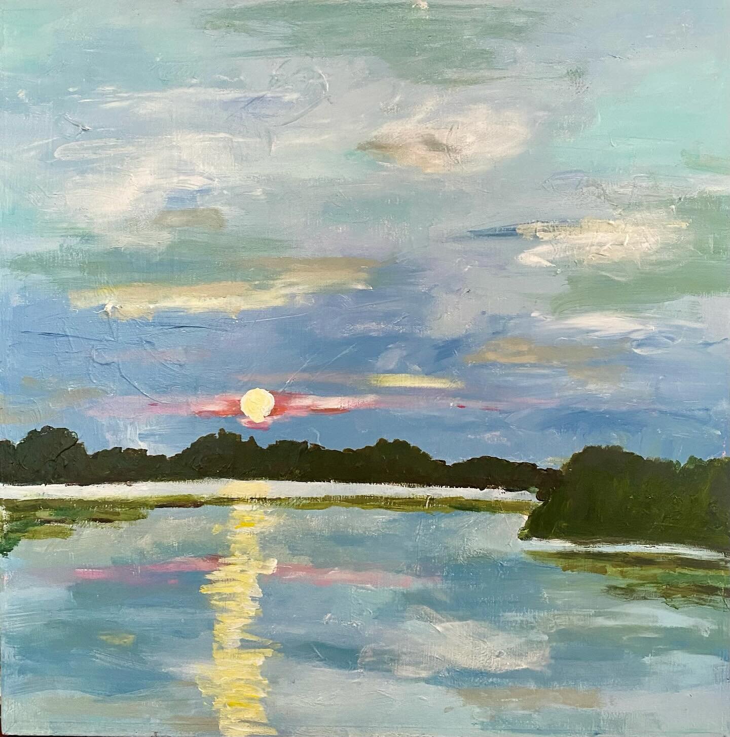 Happy Easter! &ldquo;Summer Sunset&rdquo; 12x12 on wood 
This might still be a work in progress:)