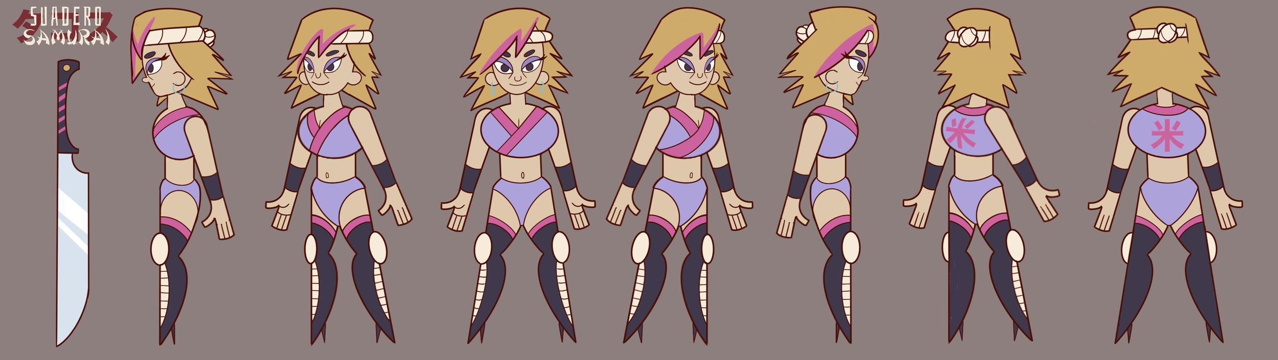 Ms. Munoz Suadero Samurai Character | Turnaround | 2D Animation | Alex LaHire