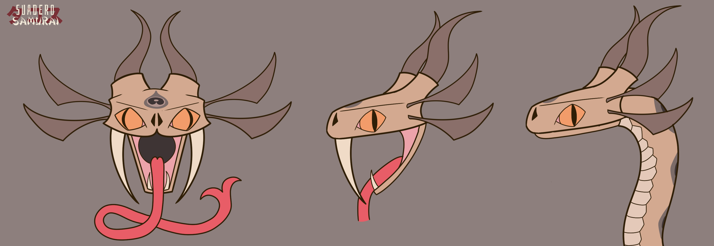 The Fire tongue snake Suadero Samurai Character Creature | Turnaround | 2D Animation | Alex LaHire