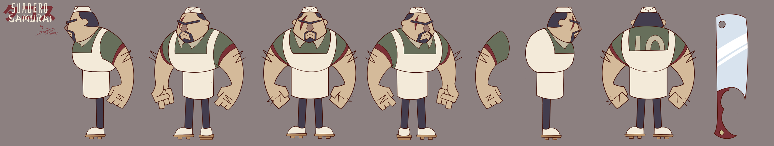 Takeshi Asada Suadero Samurai Character | Turnaround | 2D Animation | Alex LaHire