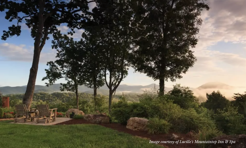 Lucille's Mountaintop Inn & Spa overlooking the Blue Ridge Mountains.