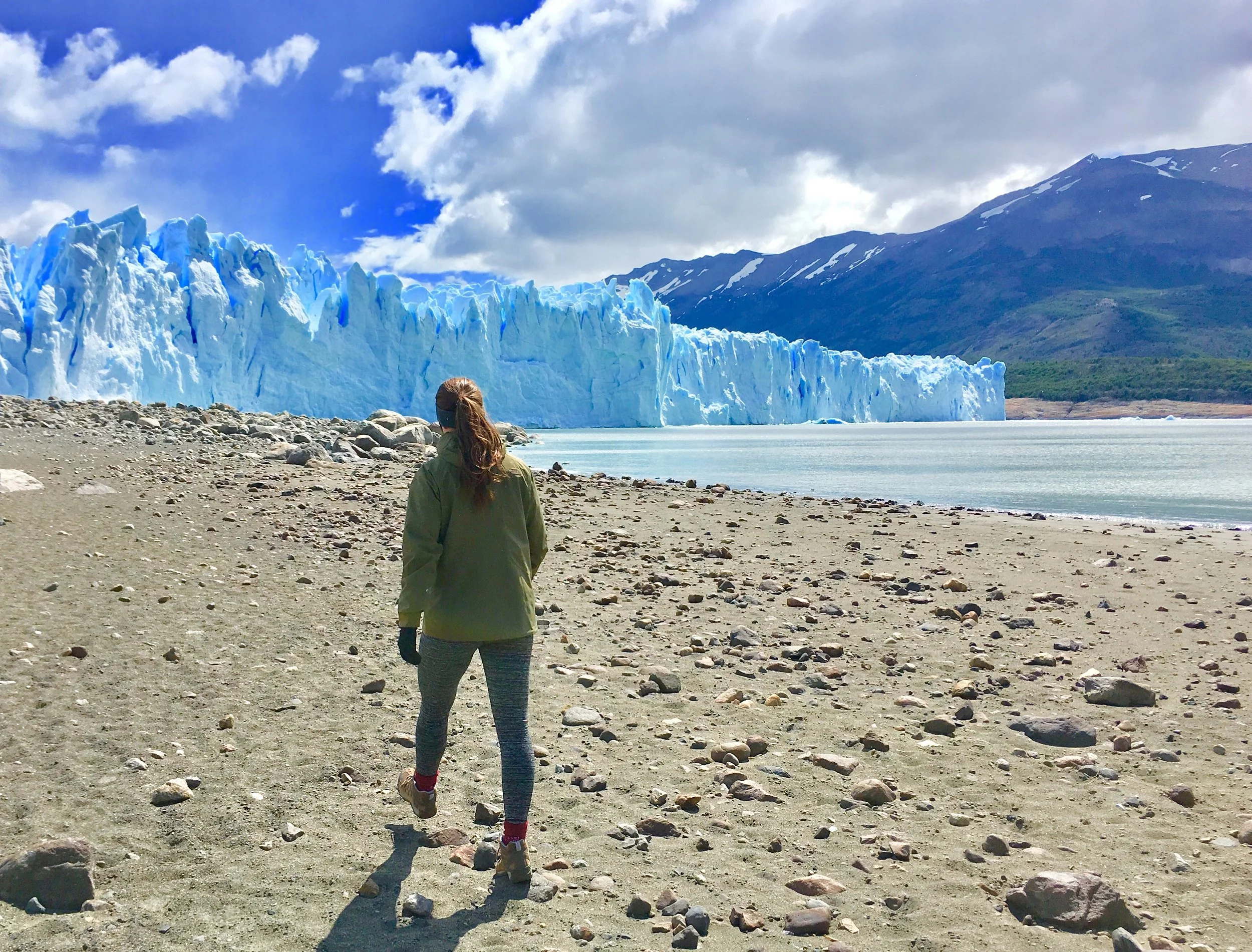 This is a photo of Stefanie at glacier Perito Moreno in Argentina. Stefanie loves adventure travel and is a copywriter for adventure travel brands.
