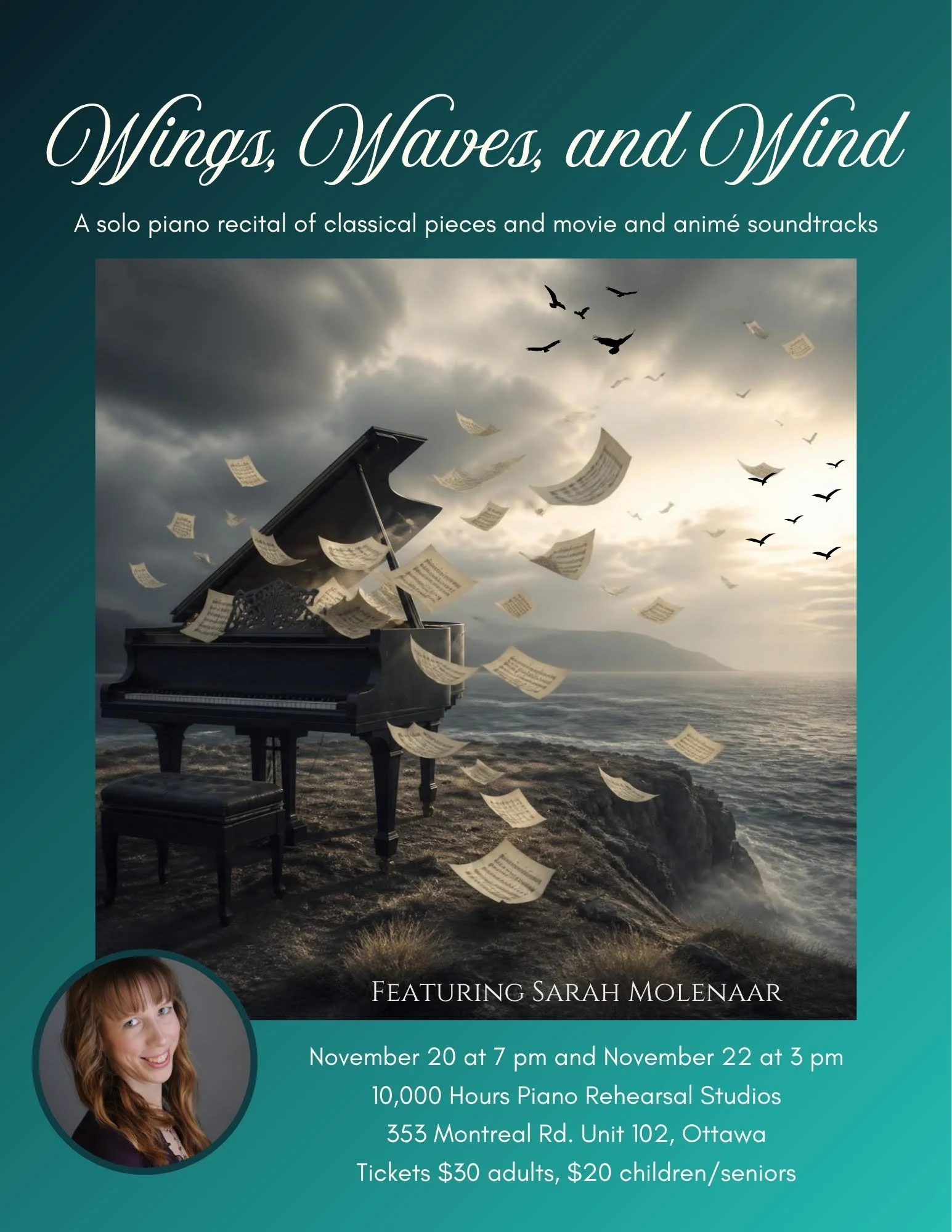 Wings, Waves, and Wind - Solo Piano Recital featuring Sarah Molenaar
